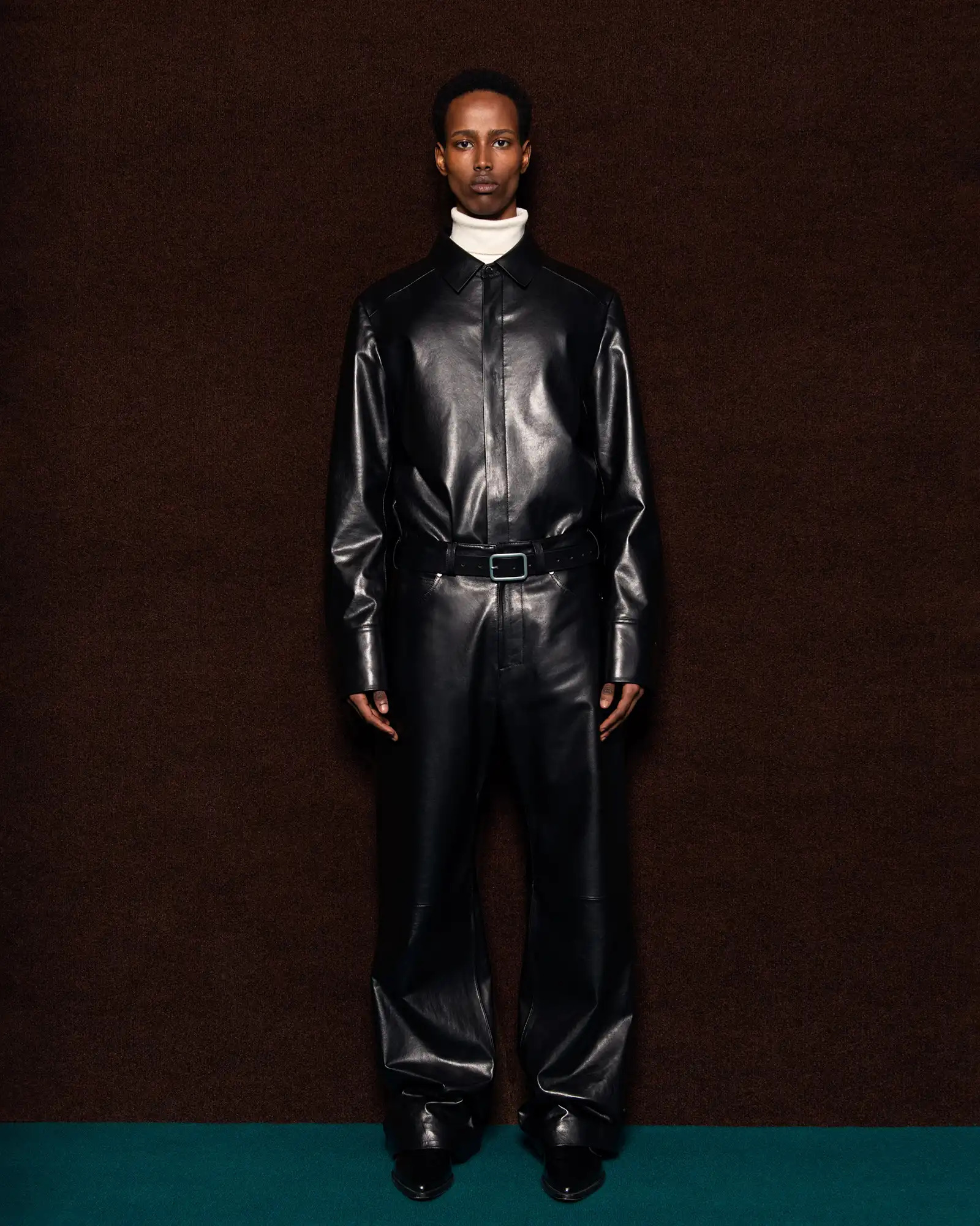 LEATHER STRAIGHT LEG PANT BLACK - 5