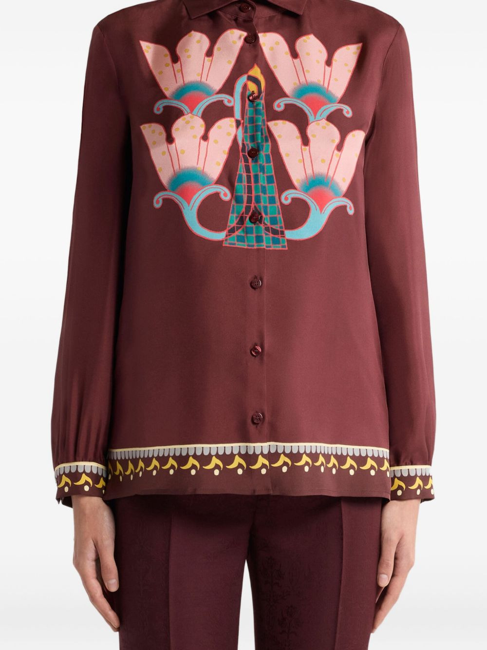 floral print silk shirt - 3