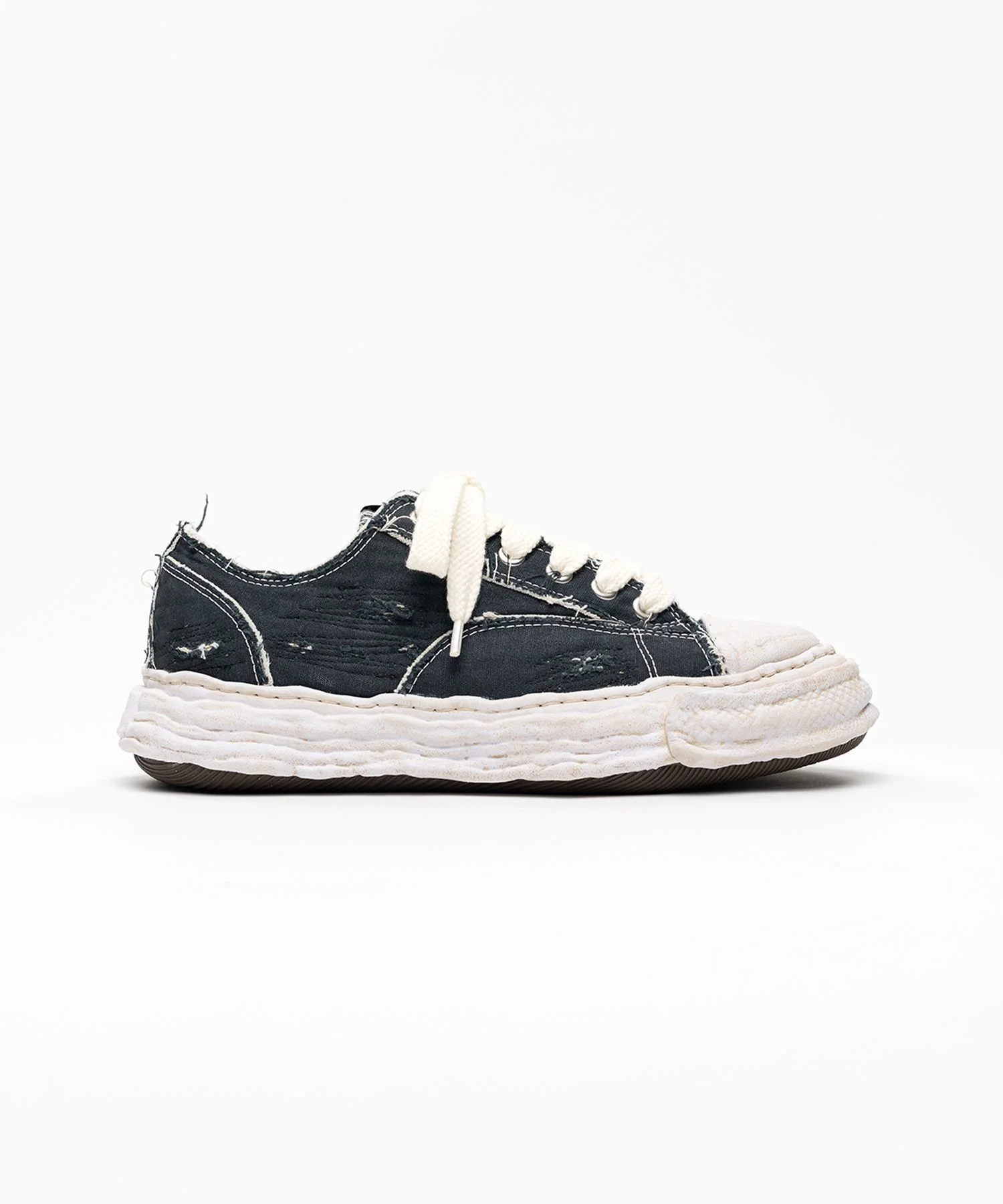 "PETERSON23" OG Sole Ripped Overdye Canvas Low-top Sneaker - 1