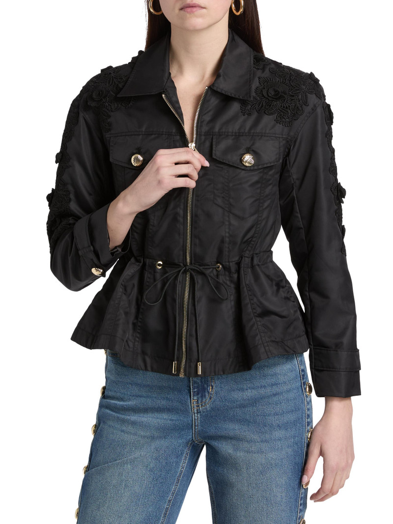 Women's Janice Lace-Appliquéd Utility Jacket - Black 3