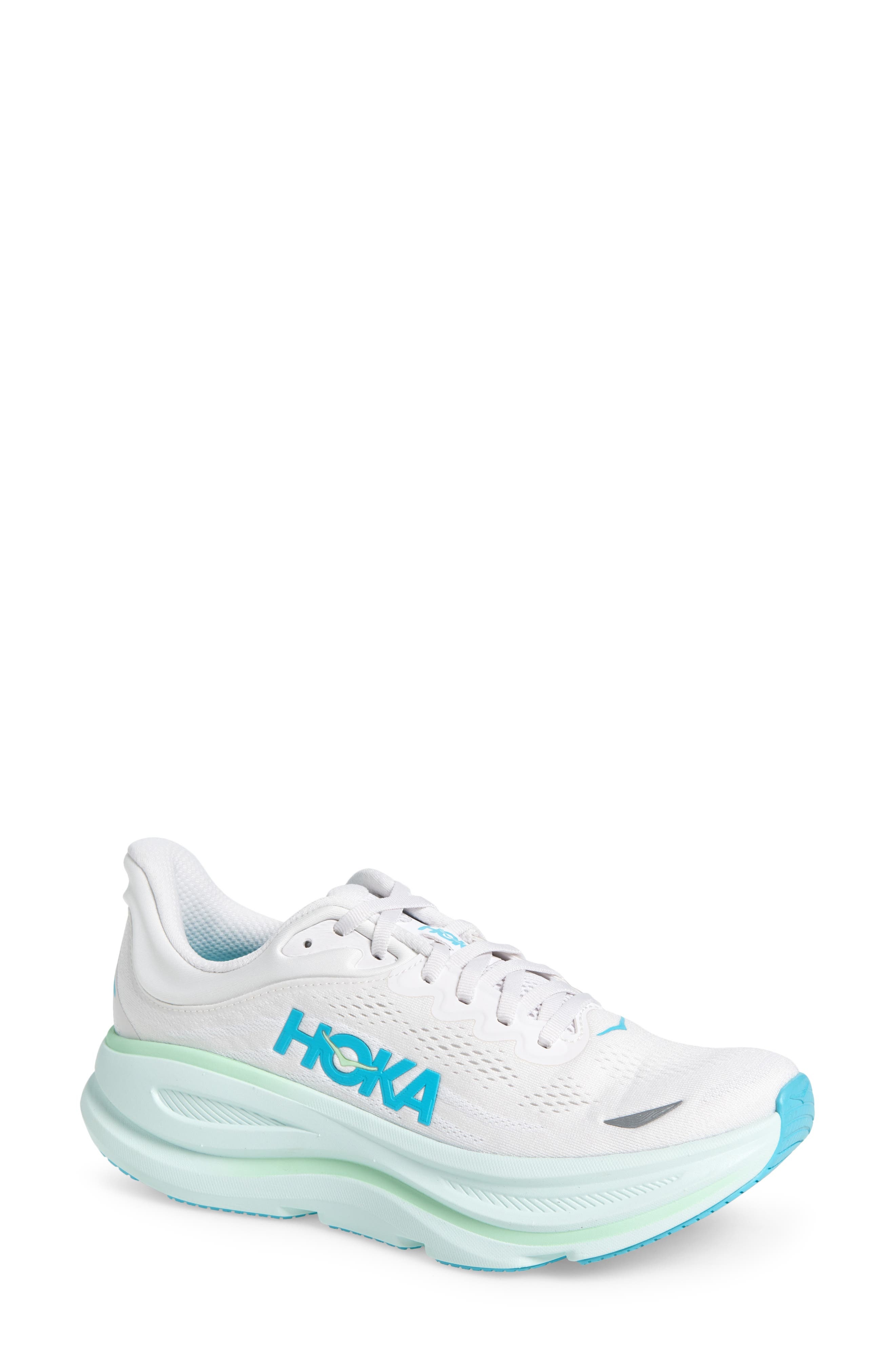 HOKA Bondi 9 Running Shoe in Frost /Cielo Blue at Nordstrom - 1