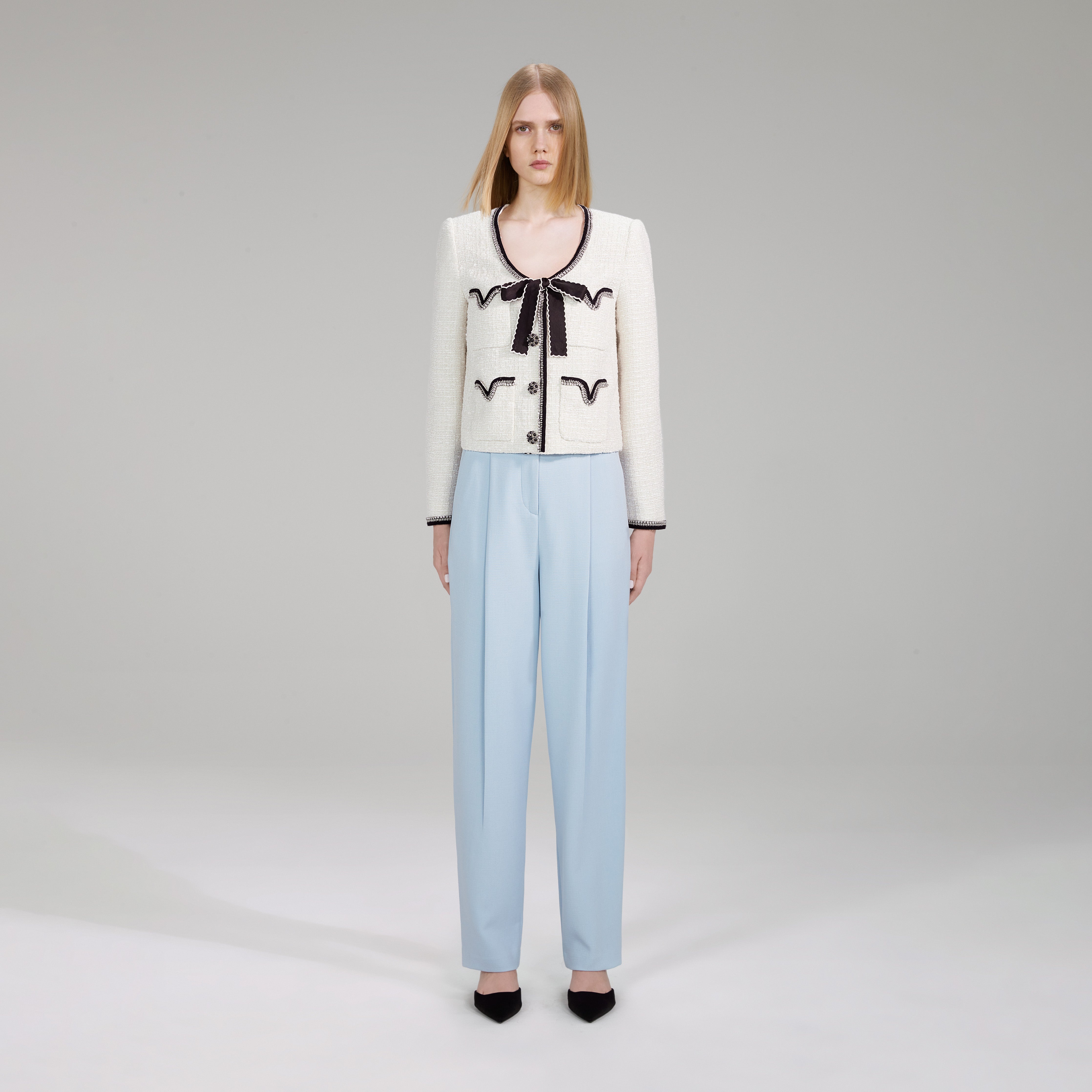 Metallic Bouclé Crop Jacket - 1