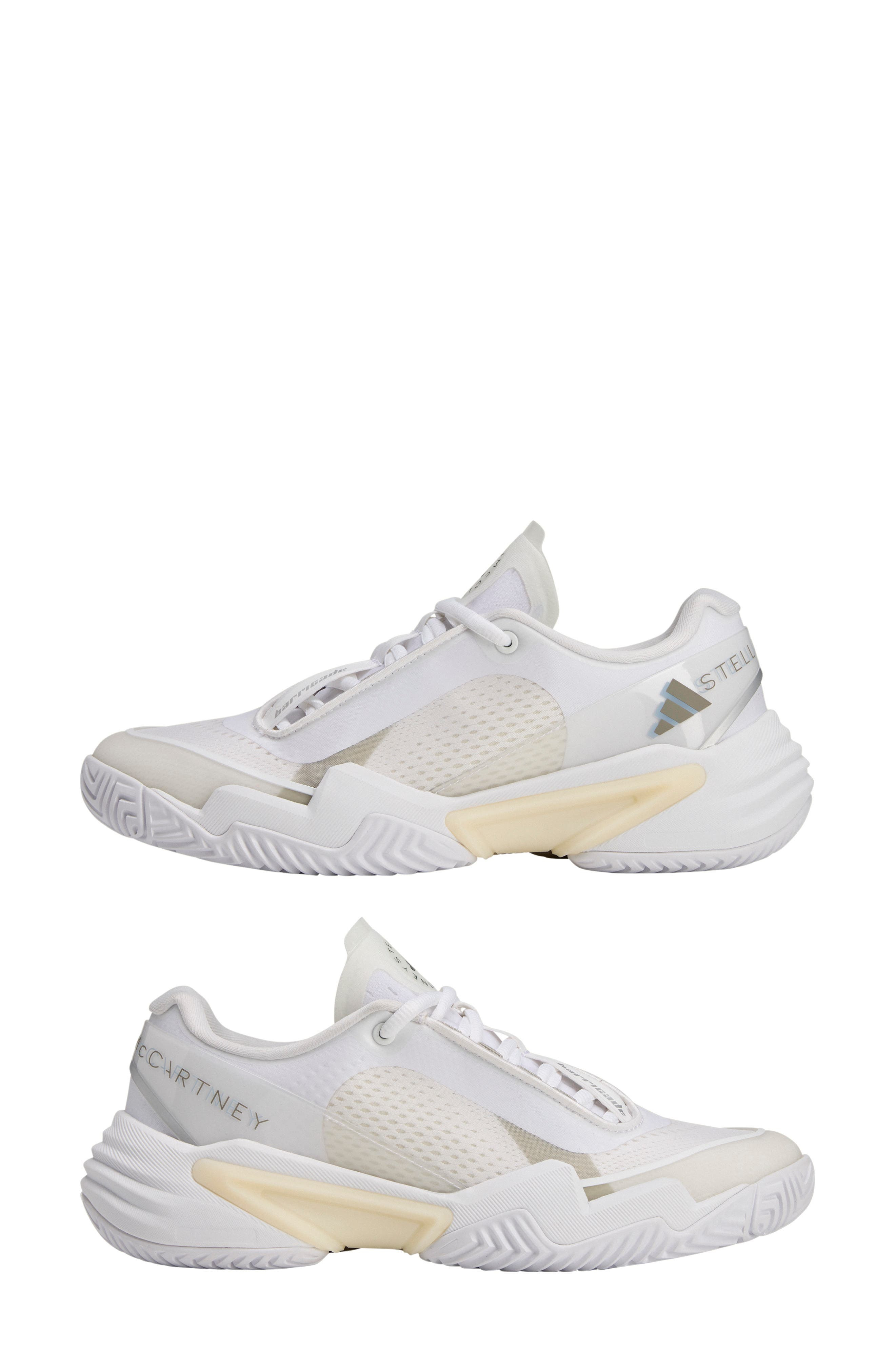 adidas by Stella McCartney Barricade Tennis Sneaker in White/Almond Milk/Grey at Nordstrom - 8
