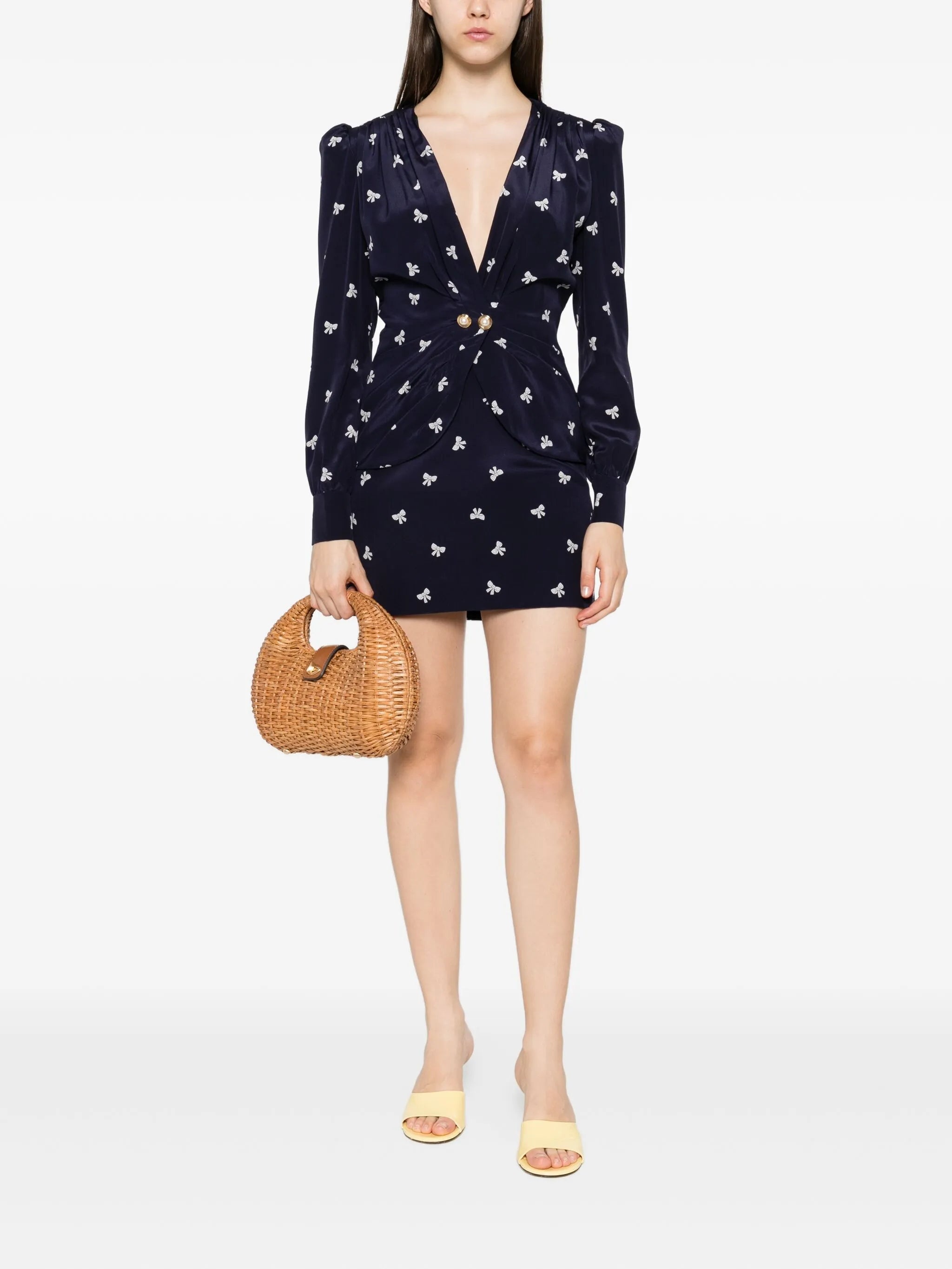Alessandra Rich Bow-print Mini Dress - 5