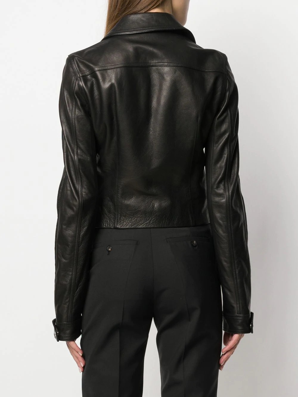 calf leather biker jacket - 4