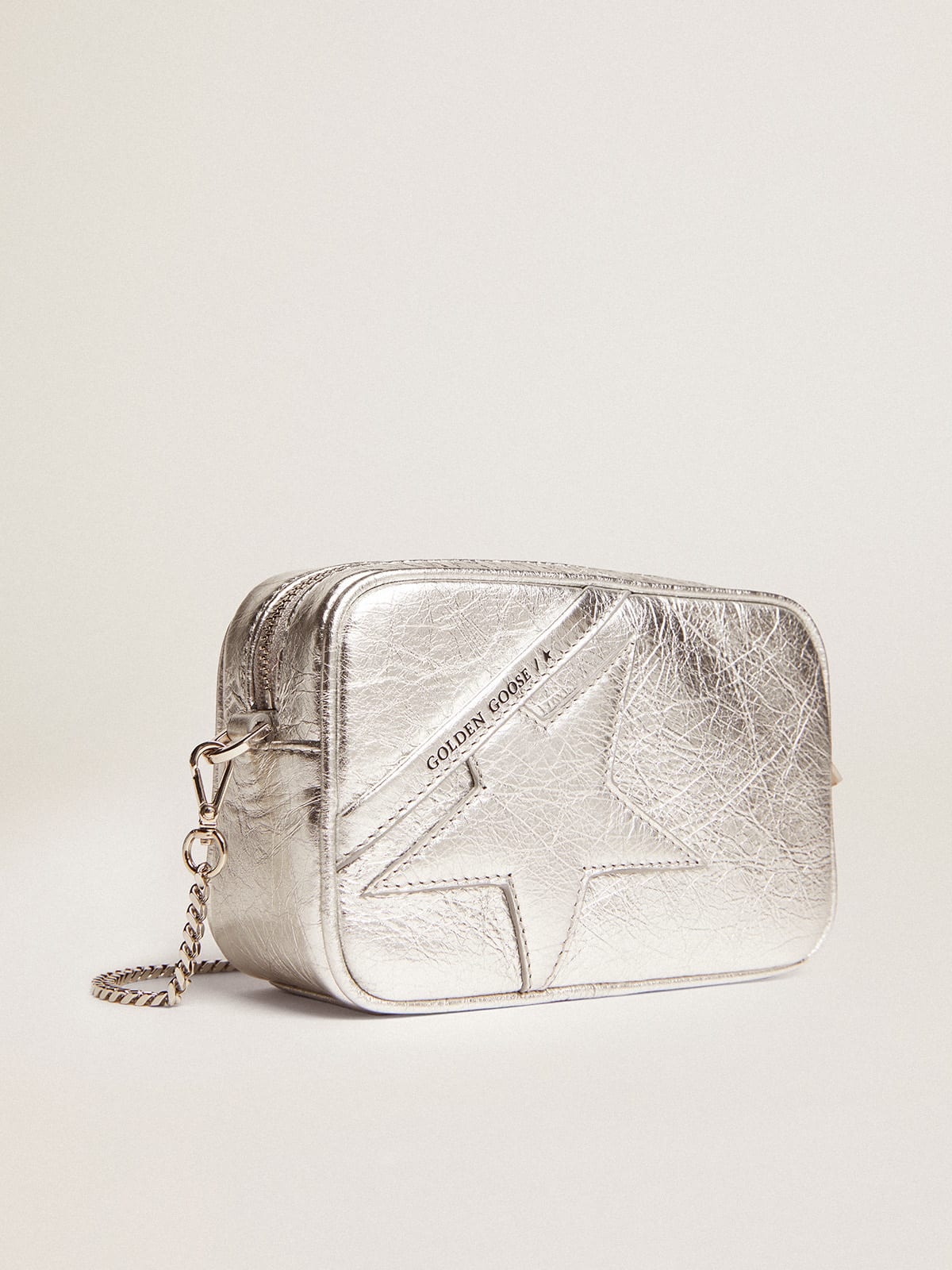 Mini Star Bag in silver laminated leather with tone-on-tone star - 5