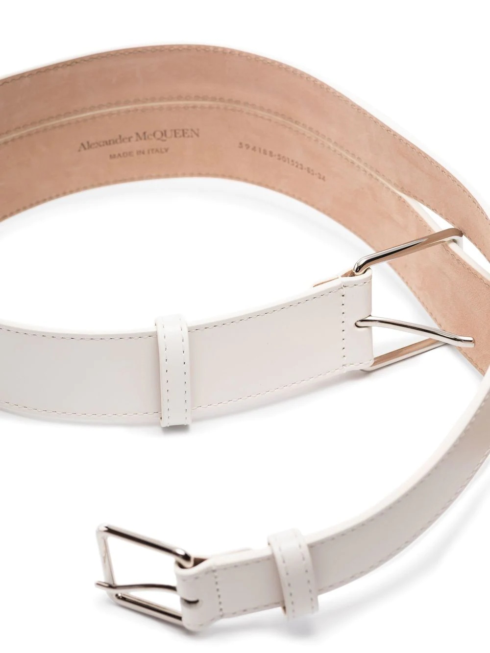 double-buckle leather belt - 3