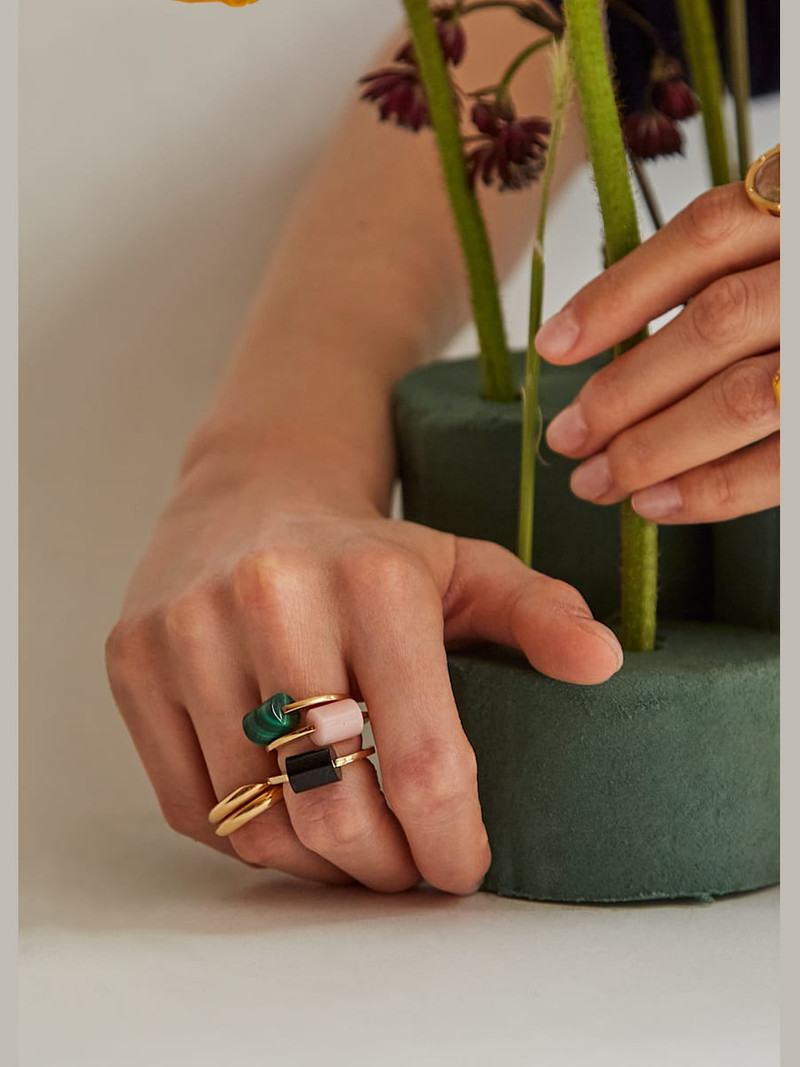 ALIITA Deco Cylinder Ring with Malachite outlook