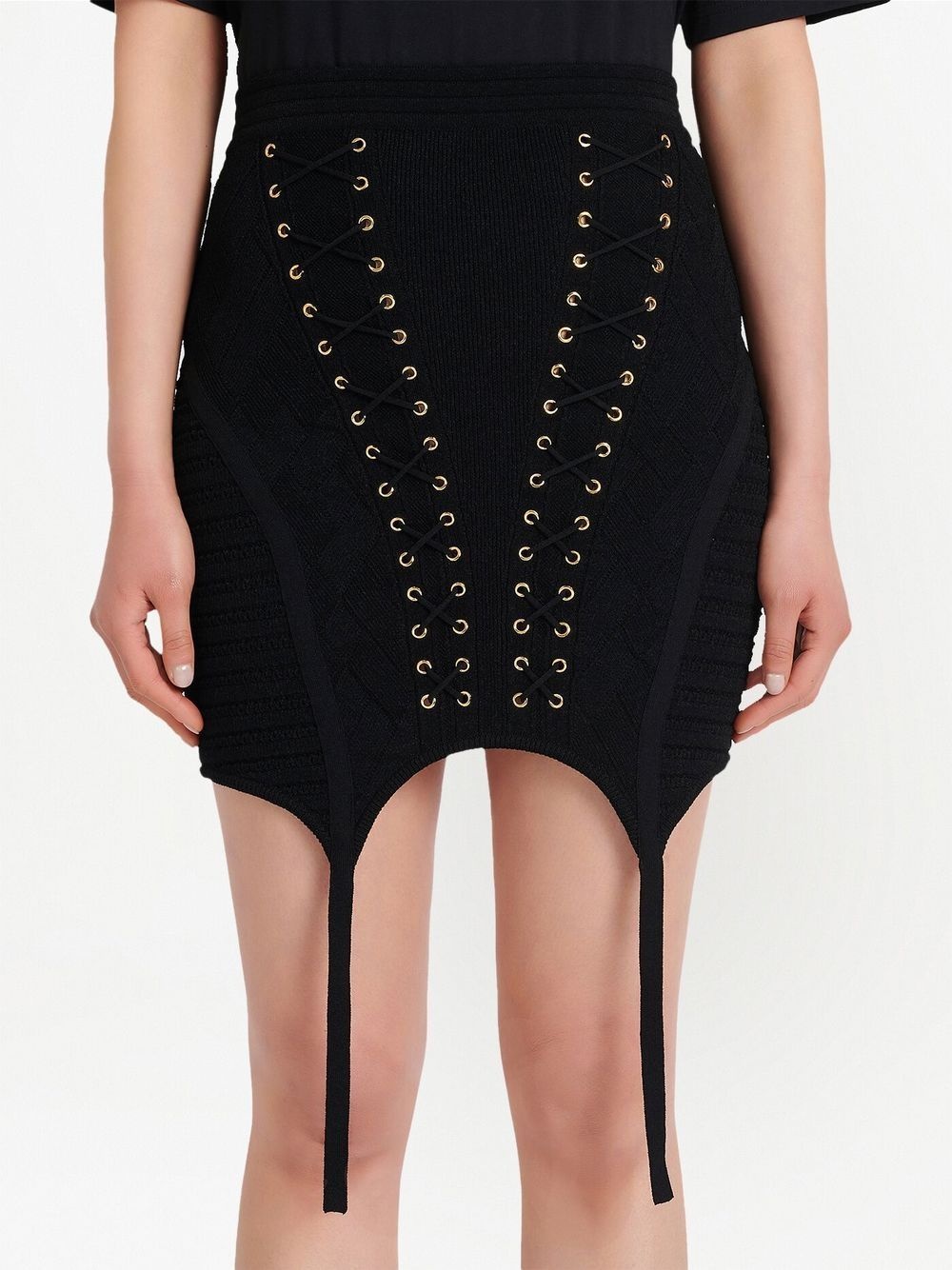 lattice-strap knitted miniskirt - 3