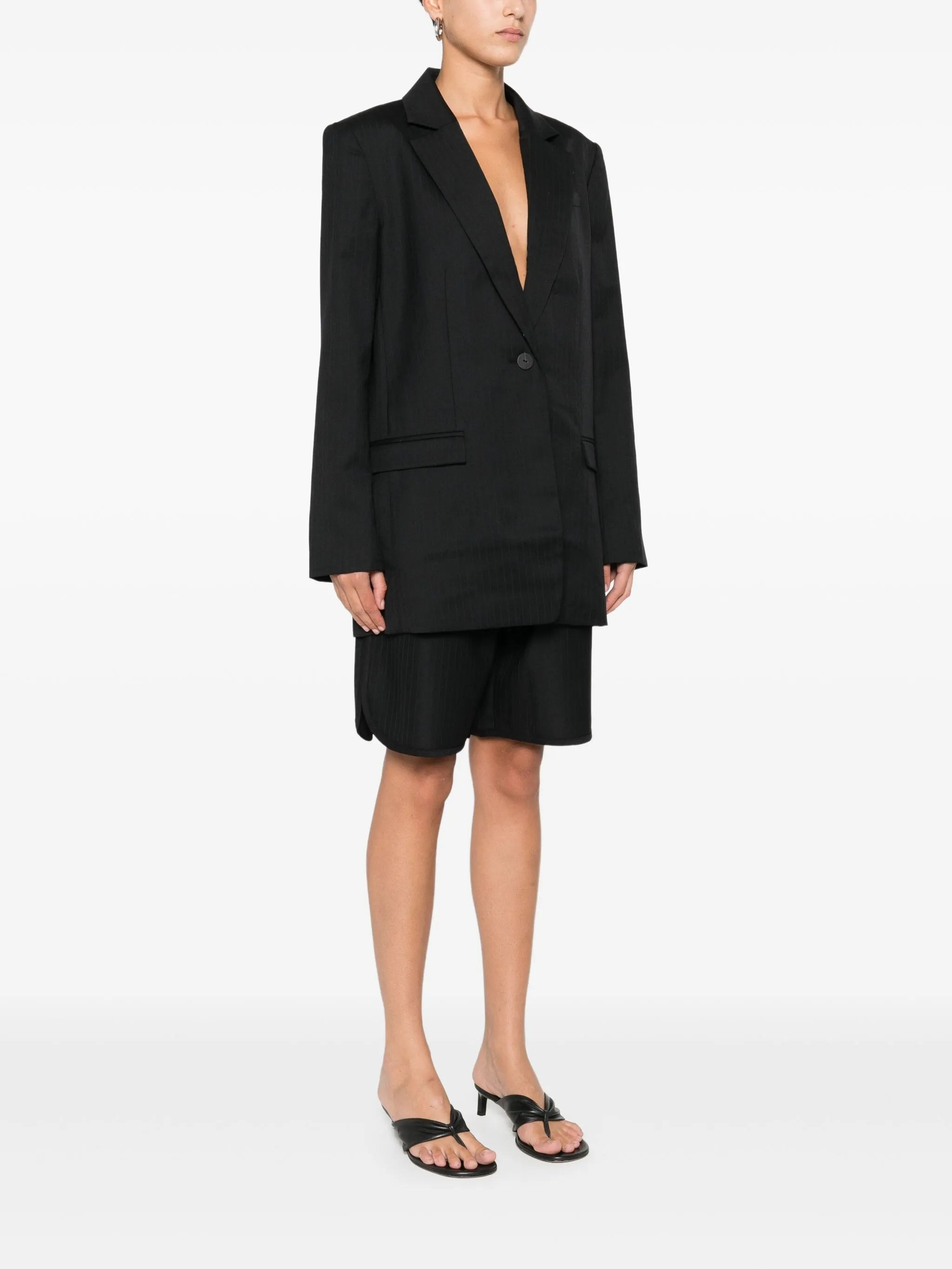 pinstriped split-detail blazer - 3