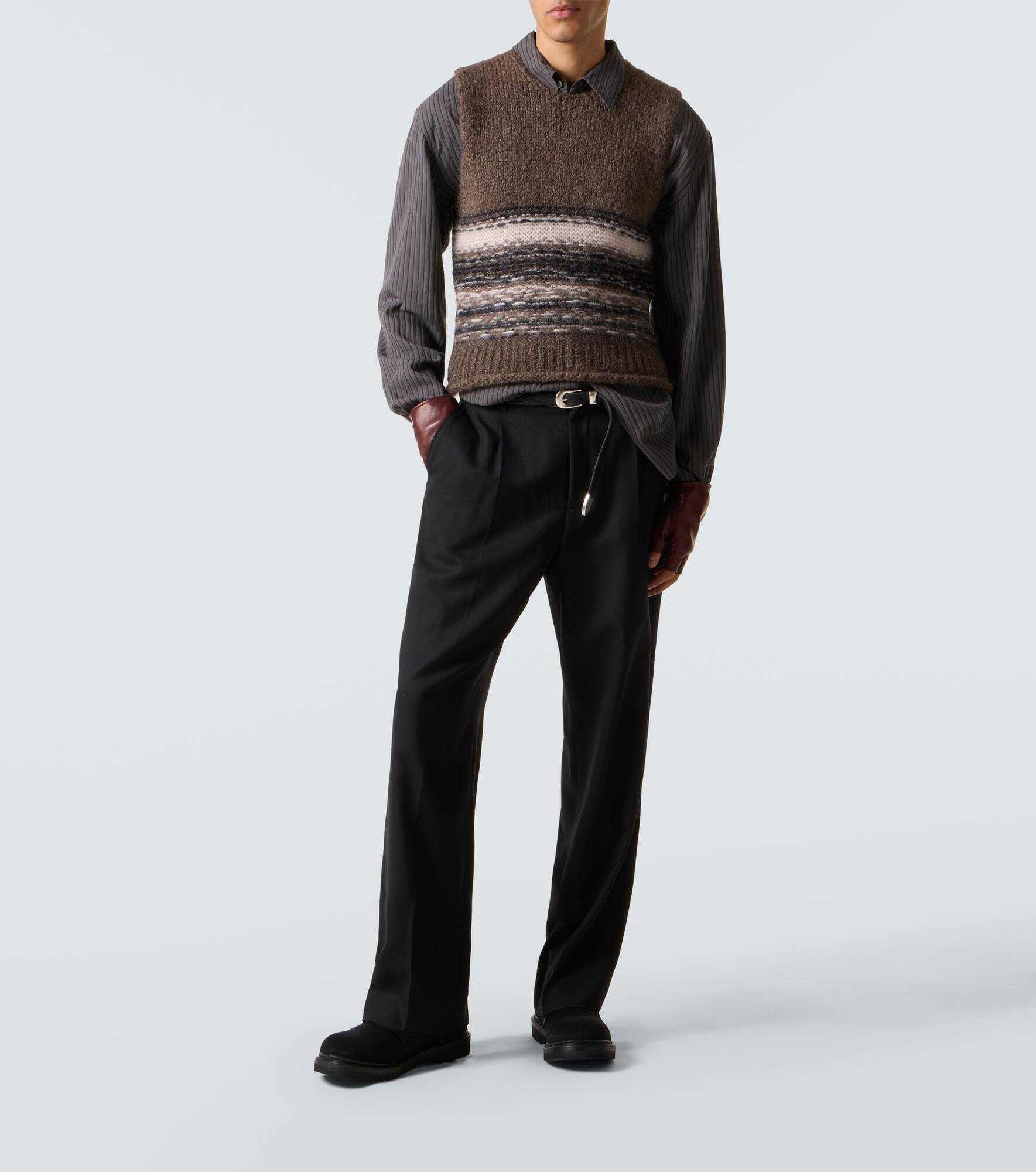 Pleaser striped wool-blend sweater vest - 2