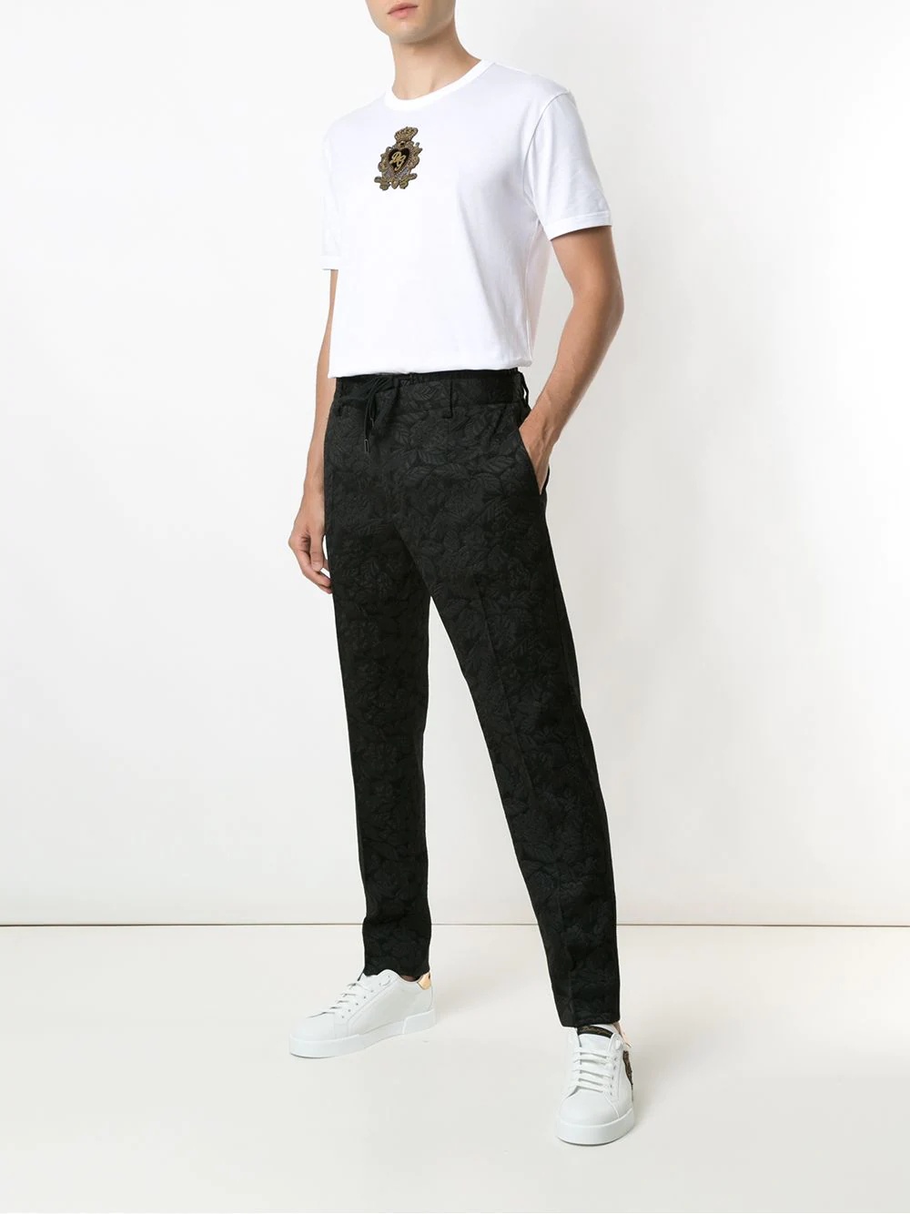 jacquard slim-fit trousers - 2