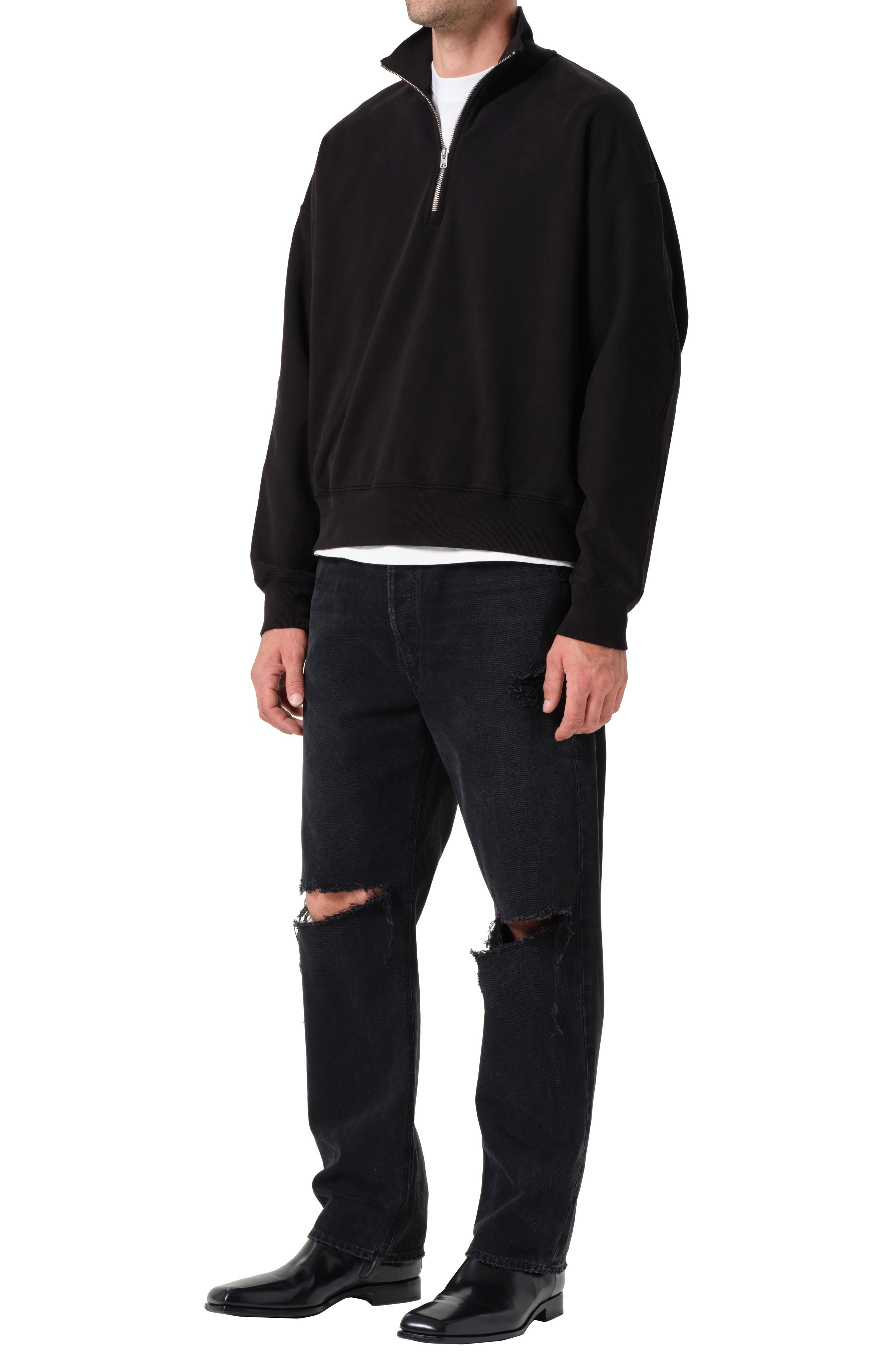 AGOLDE Idris Quarter Zip Pullover in Black at Nordstrom - 4