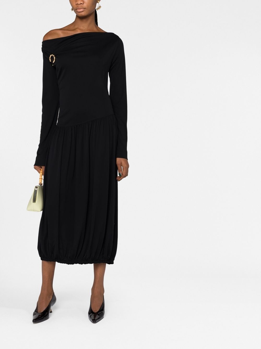 long-sleeve asymmetric midi dress - 2