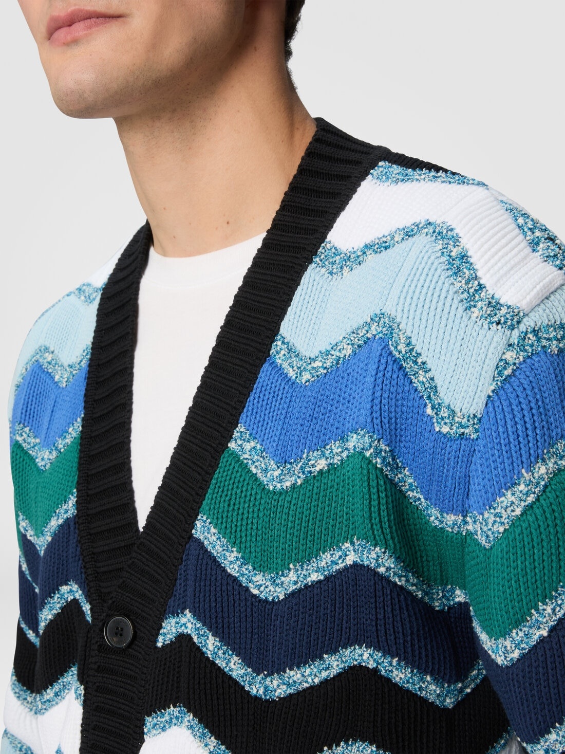 Cardigan with macro zigzag and mélange details - 5