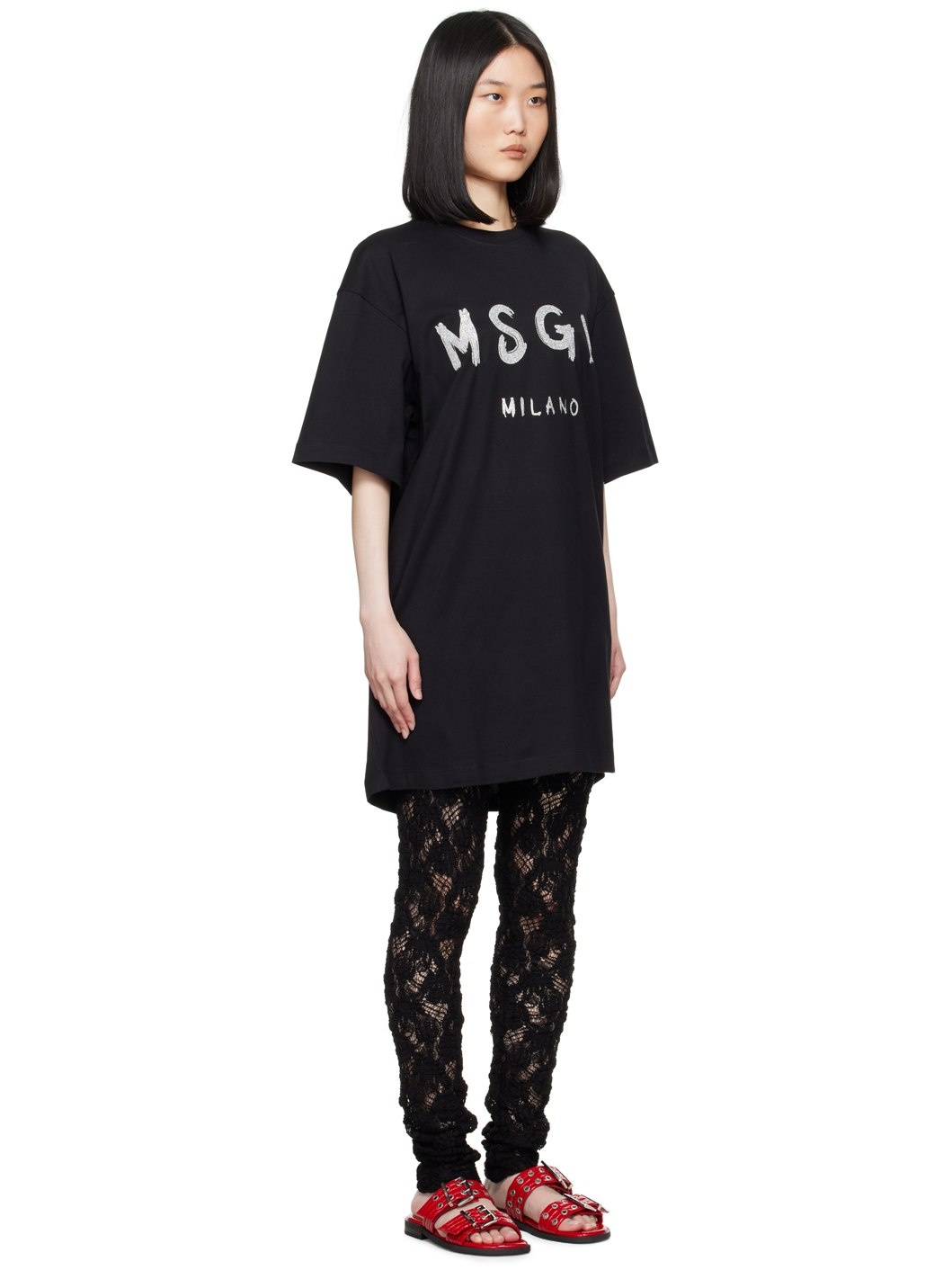 Black Brushstroke Logo Minidress - 2