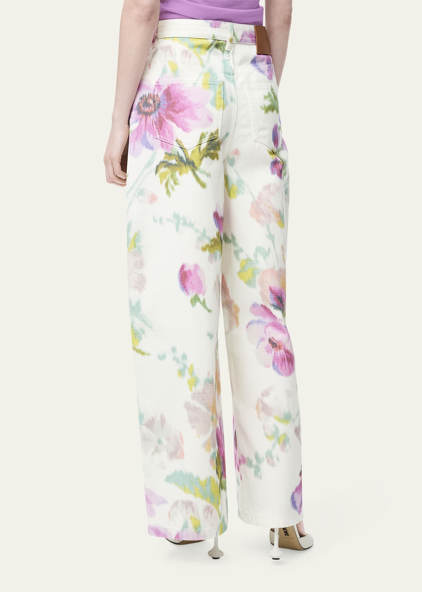 Floral-Print Wide-Leg Jeans - 2