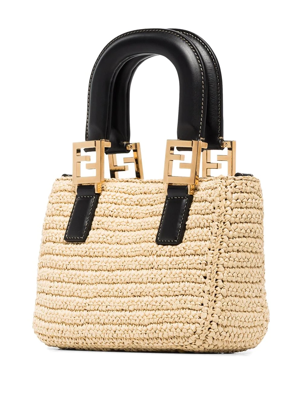  FF raffia mini tote bag - 3