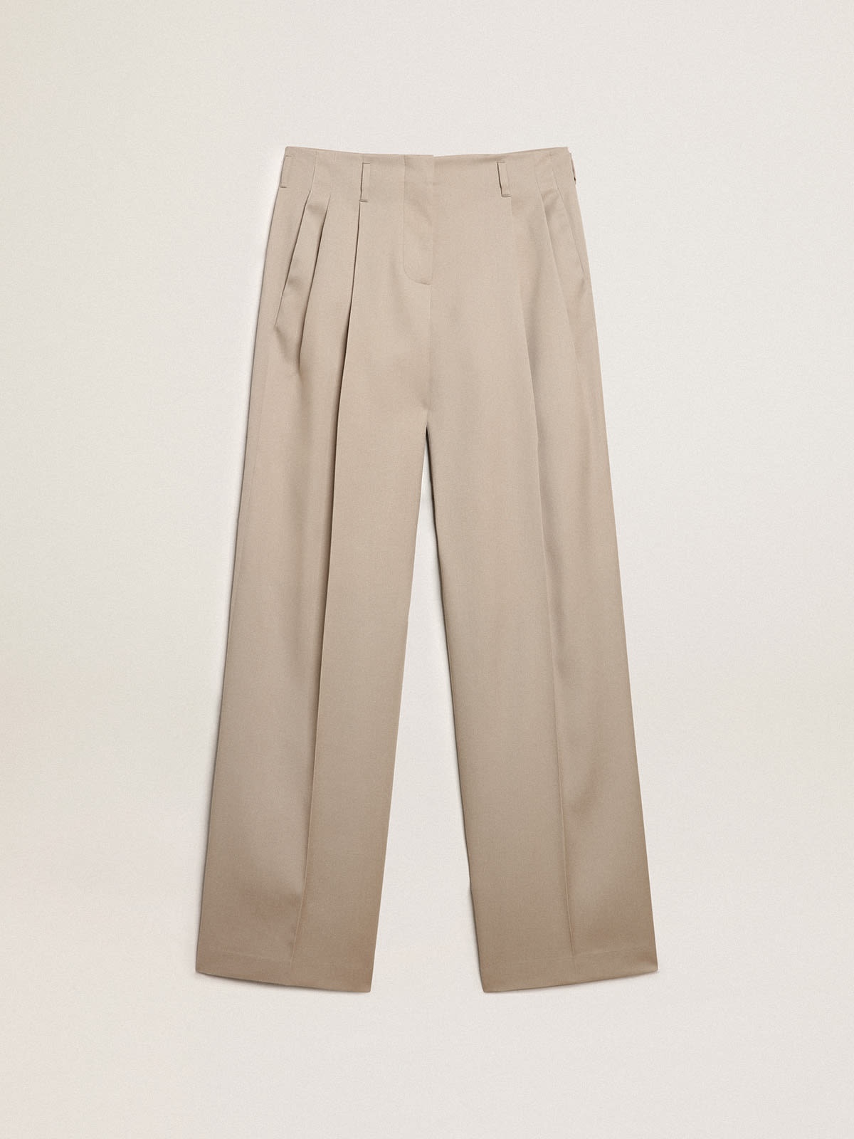 Pants in light beige wool gabardine - 1