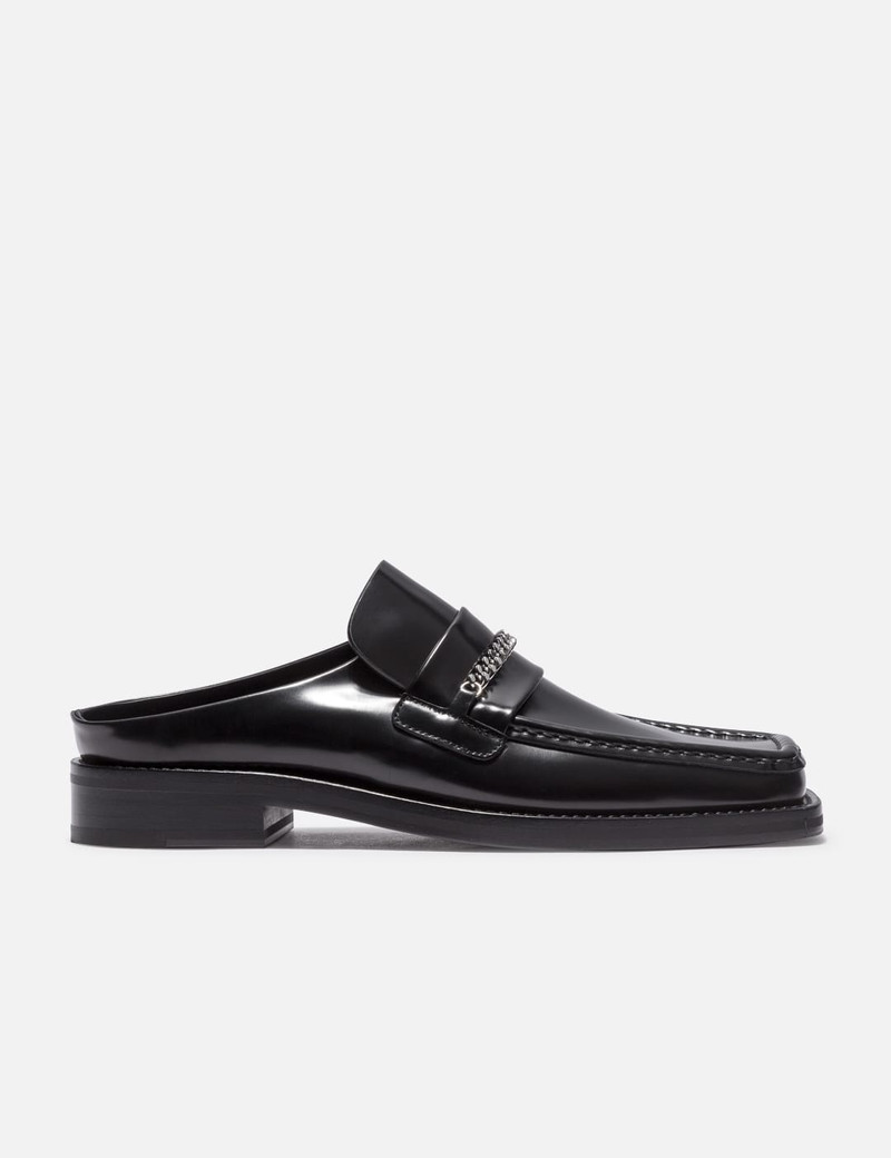 Martine Rose – Square Toe Mule Black High Shine - 1