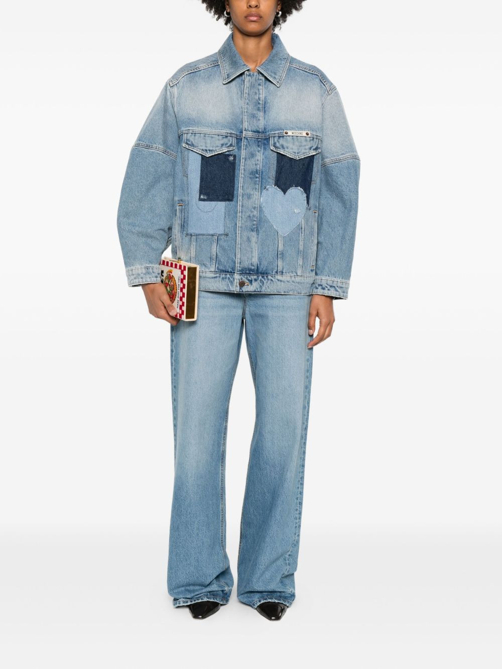 heart-patch denim jacket - 2