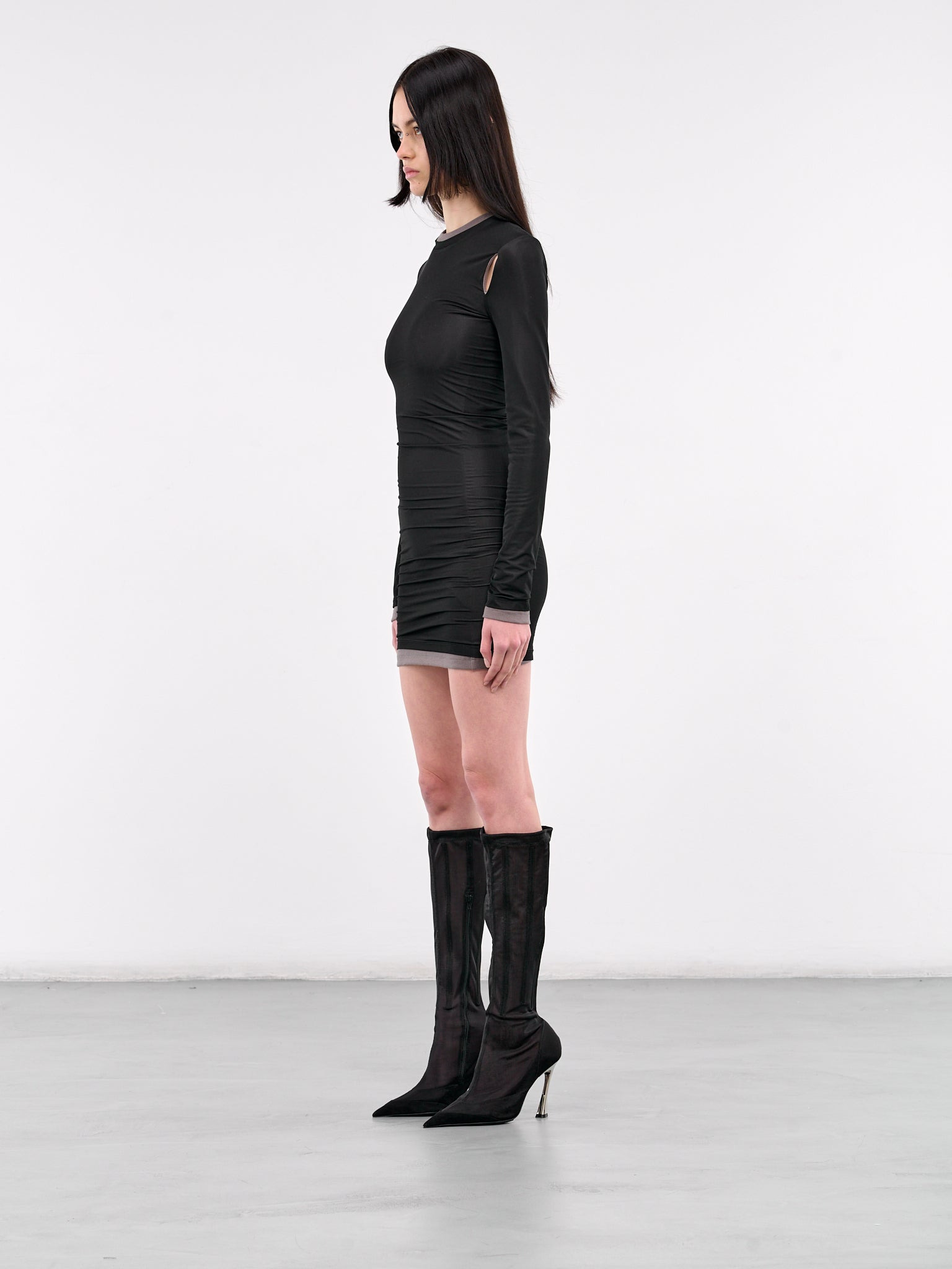 Overlay Peephole Rib Dress - 2