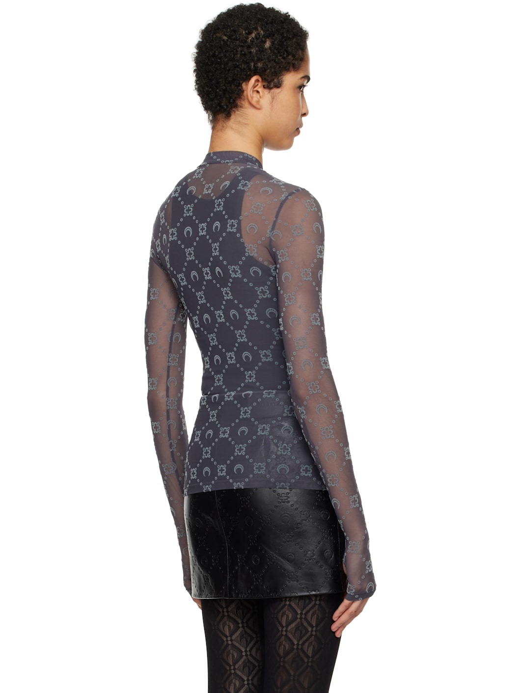 Gray Monogram Mesh Second Skin Highneck Top - 3