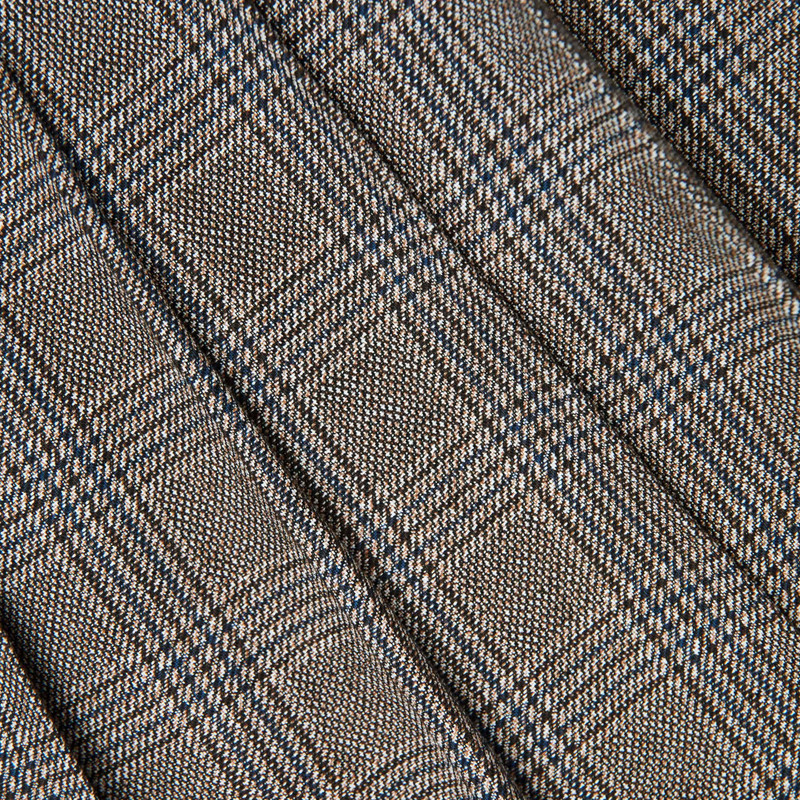 Brown Check Pleated 미디 스커트 5