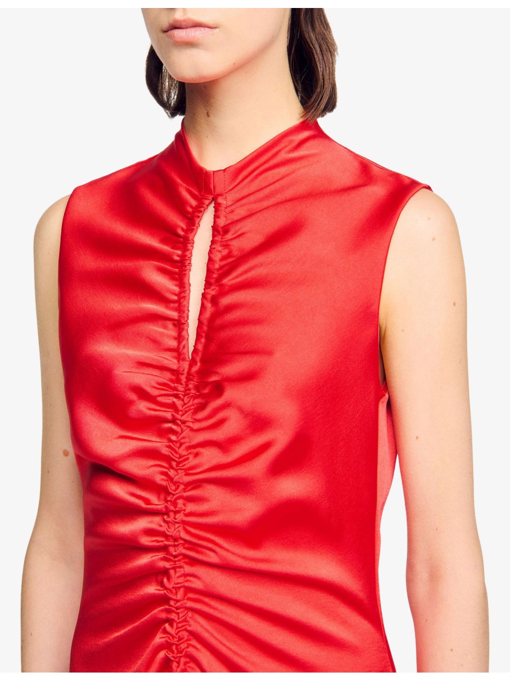 Cut-out draped satin midi dress - 5