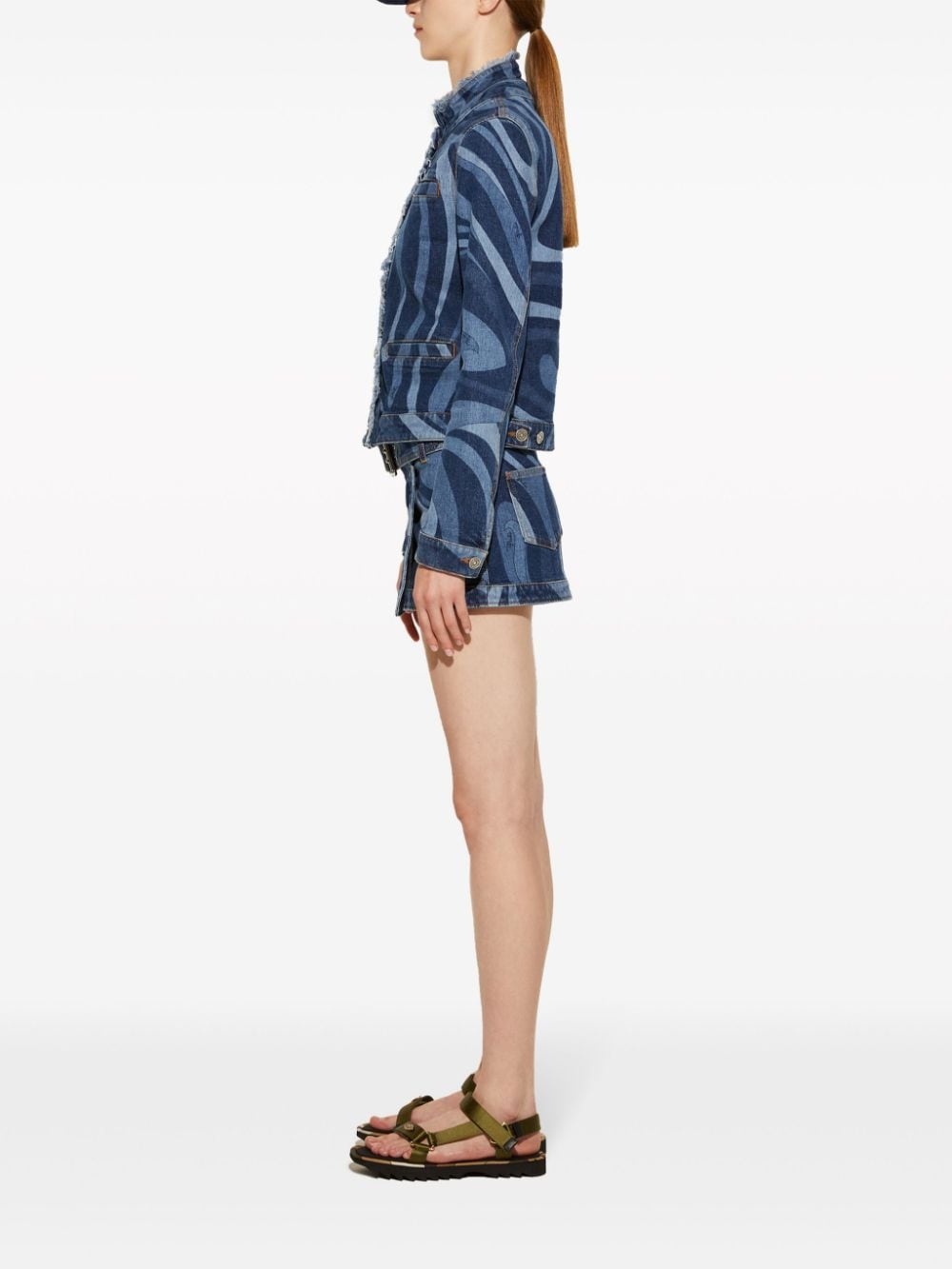 Marmo-print denim jacket - 3