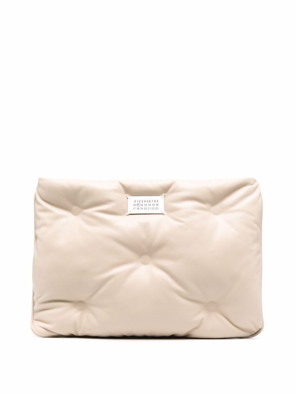 quilted logo-patch clutch bag - 1