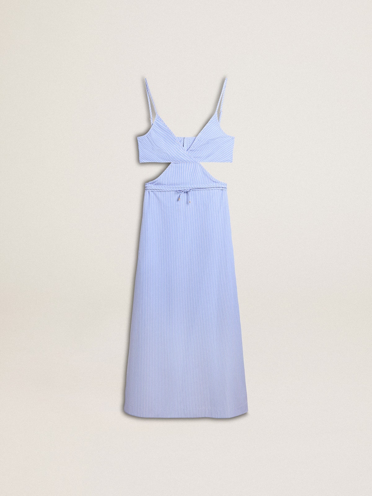 Cut-out dress in striped cotton poplin - 1