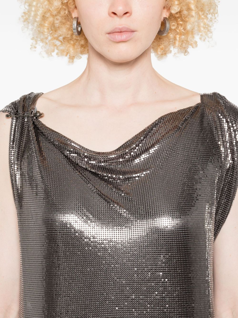 chainmail cowl-neck dress - 5