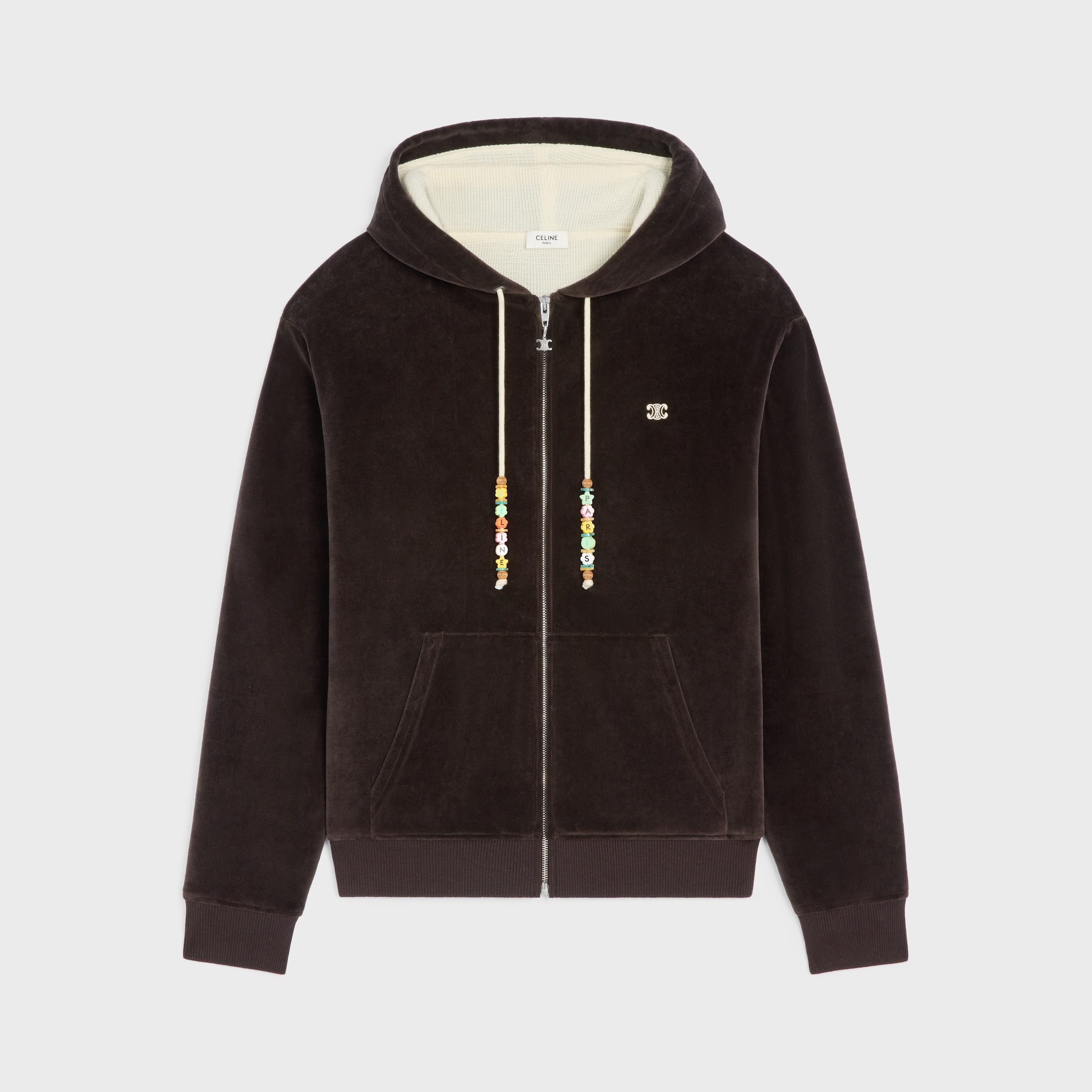 loose zip up hoodie IN VELVET COTTON - 1