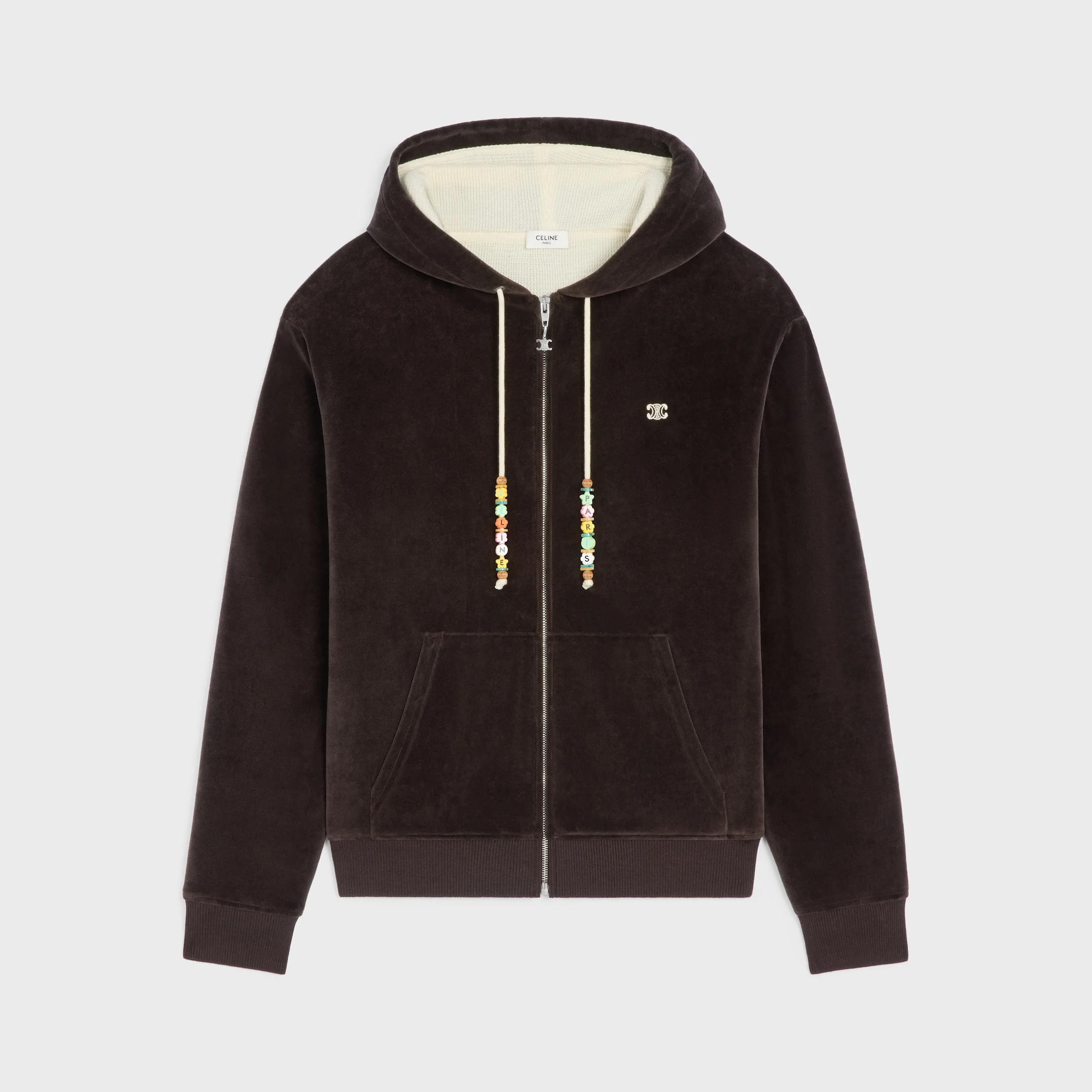 loose zip up hoodie IN VELVET COTTON - 1