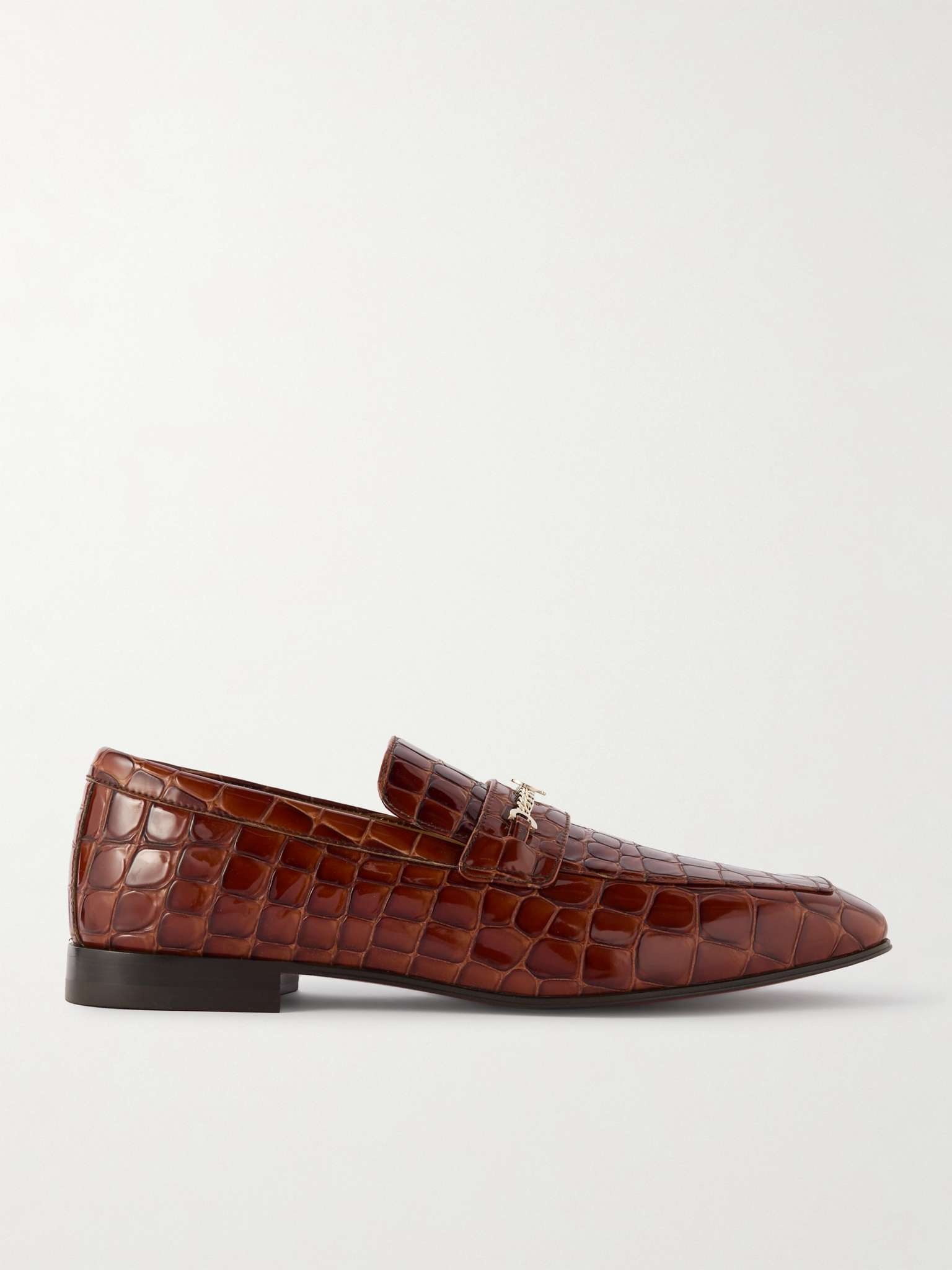 Embellished Croc-Effect Patent-Leather Loafers - 1