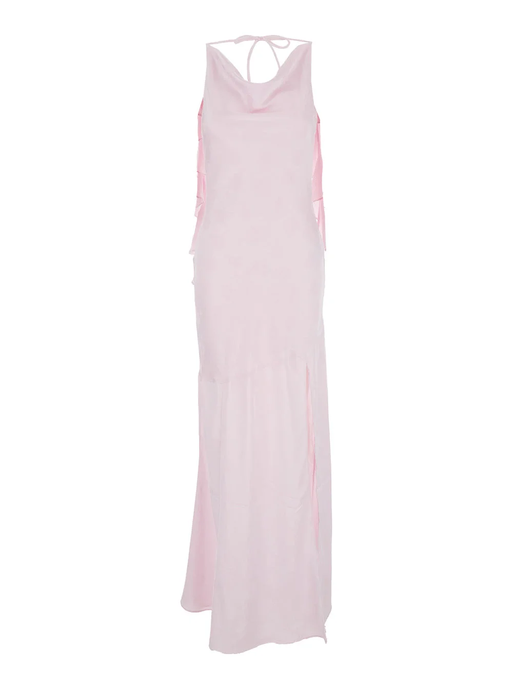 Rotate Women Pink Long Dress With Open Back And Draped Details In Fabric Woman - 1