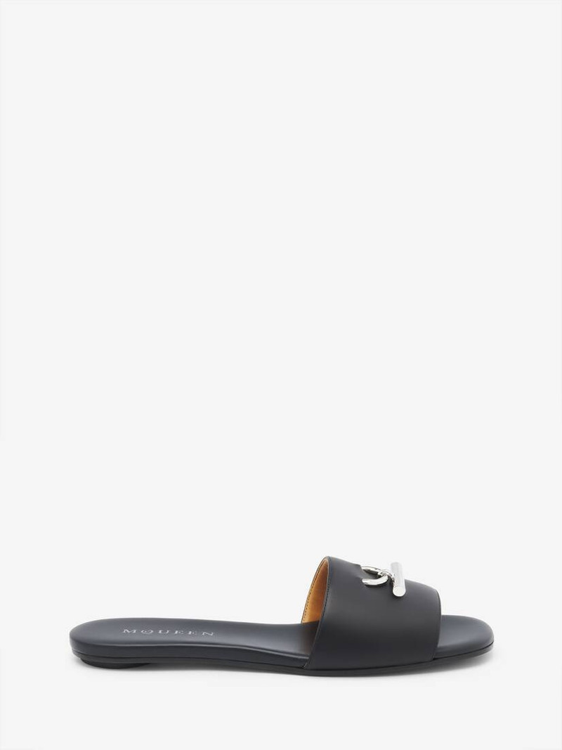 Embellished leather slides Black - 1