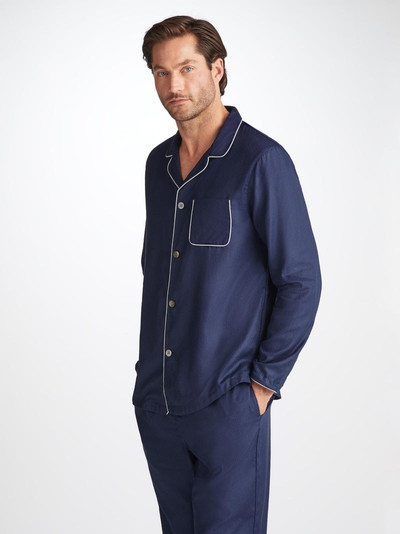 Derek Rose Men's Modern Fit Pyjamas Lombard 6 Cotton Jacquard Navy outlook