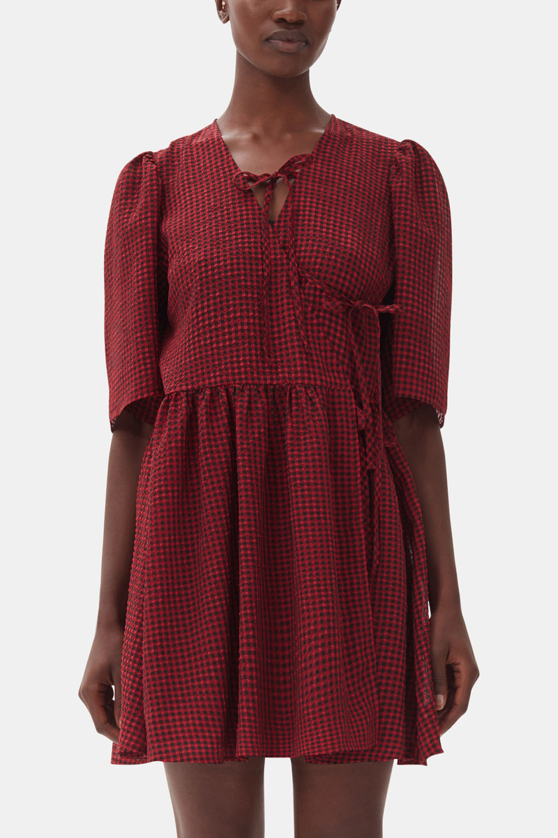 레드 쉐어 TIE STRING WRAP DRESS 3