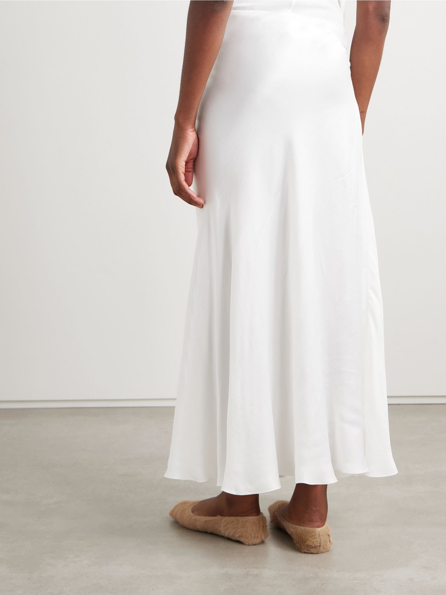 Luce washed-satin maxi skirt Off-white - 4
