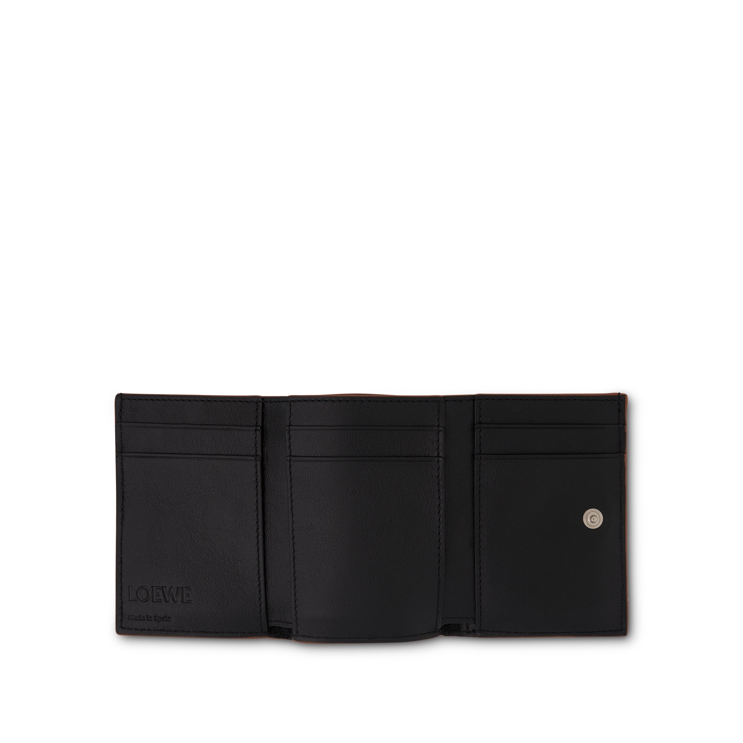 Anagram Trifold Wallet Pebble Grain Calfskin in Black - 6