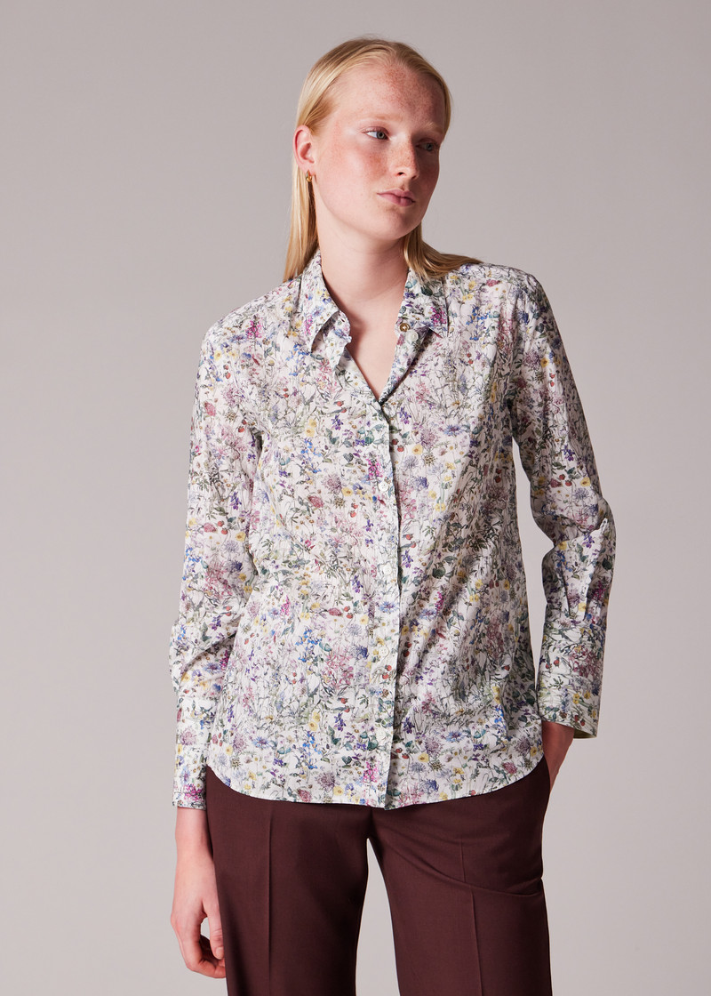 Women's White Cotton 'Liberty Floral' Print Shirt 6