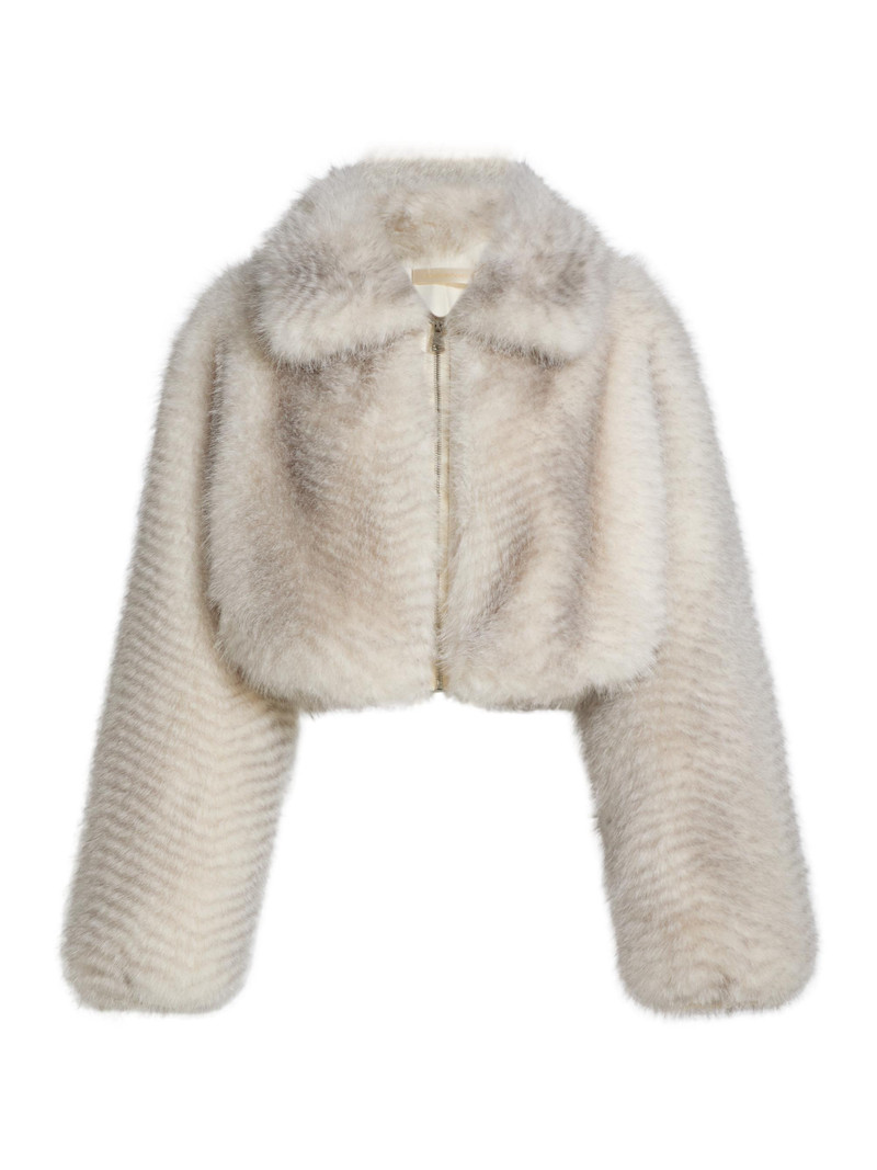Women's Orlen Faux-Fur Crop Jacket - Grey 1
