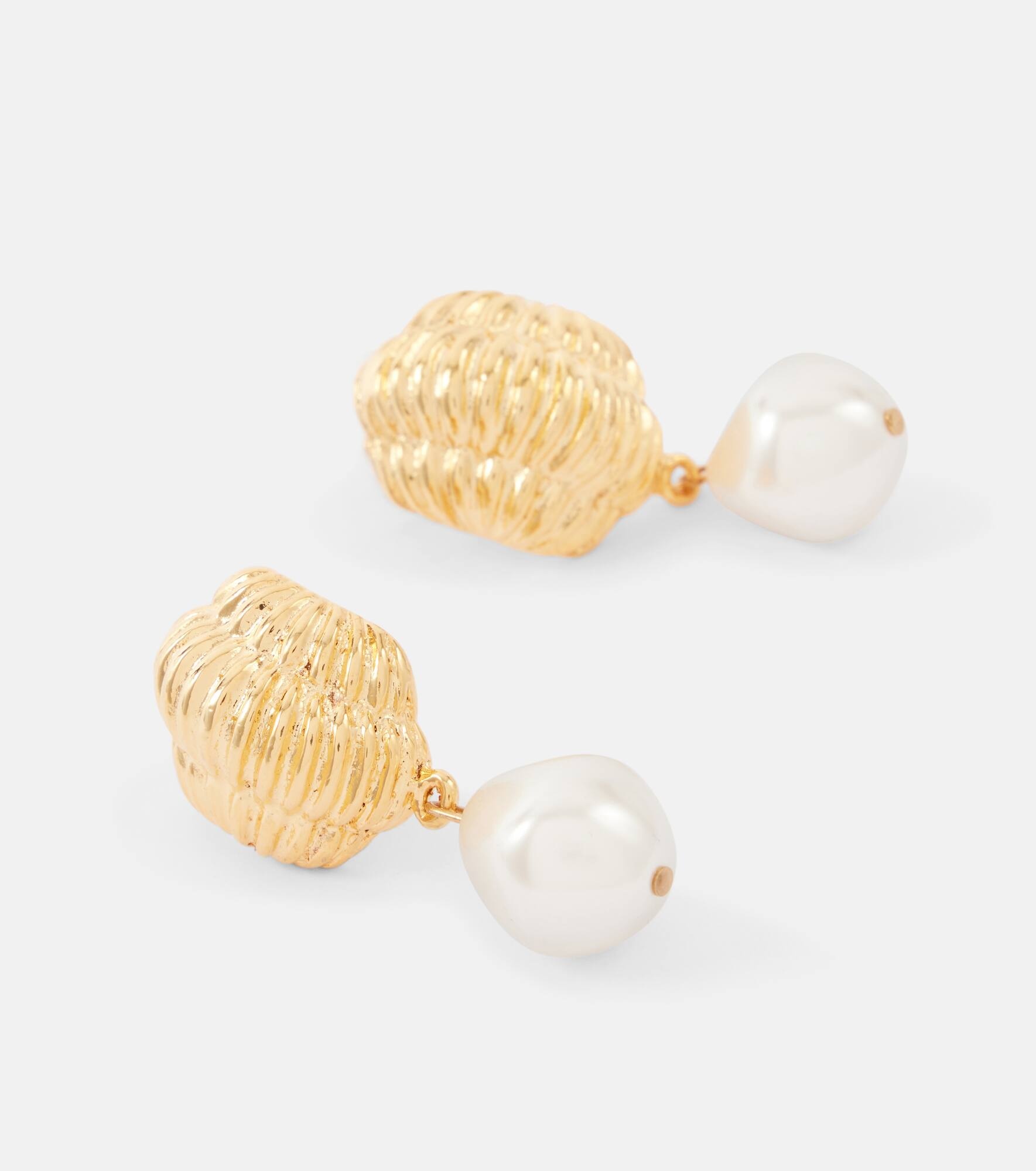 Asha faux pearls gold-plated earrings - 4
