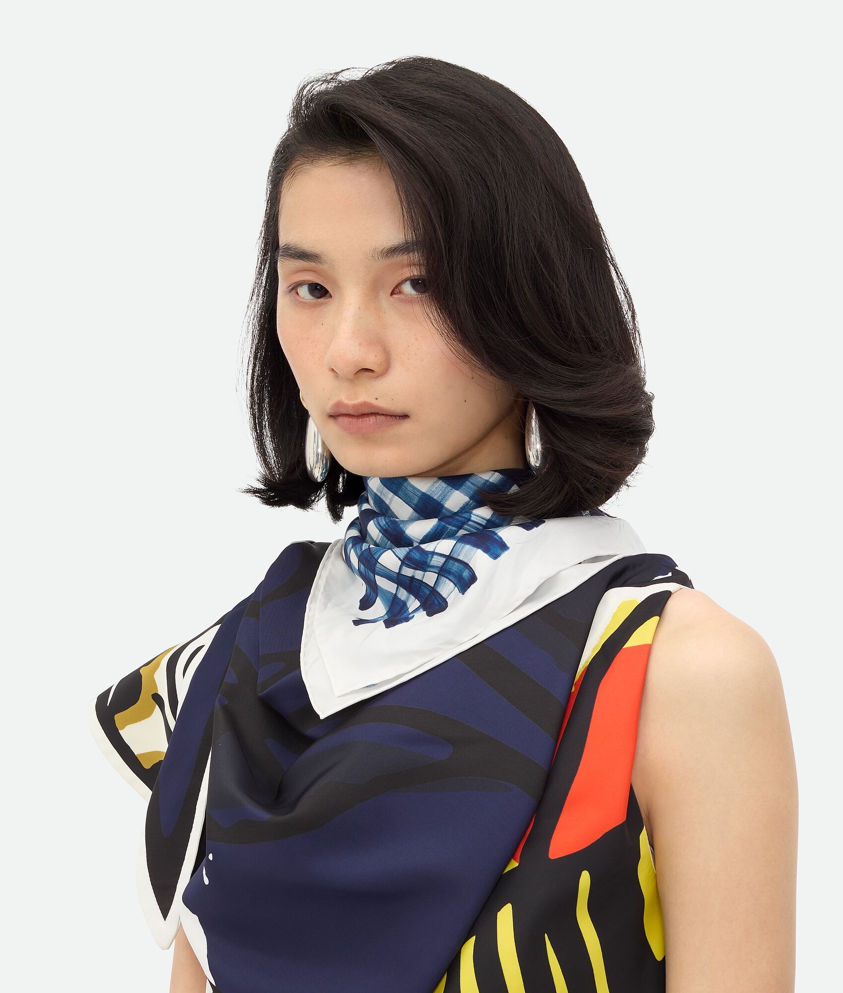 Printed Silk Check Foulard - 4