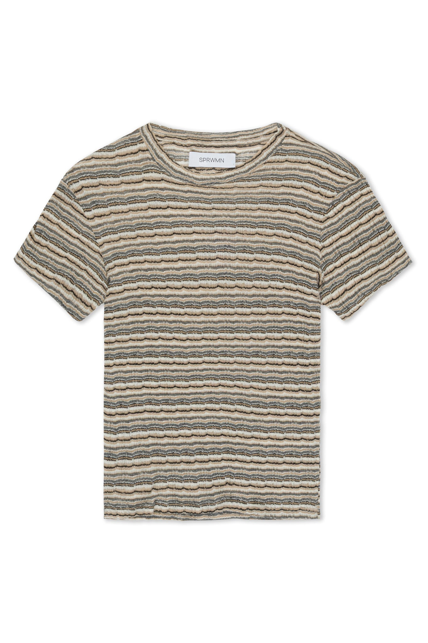TRUFFLE STRIPED POINTELLE BABY TEE - 6