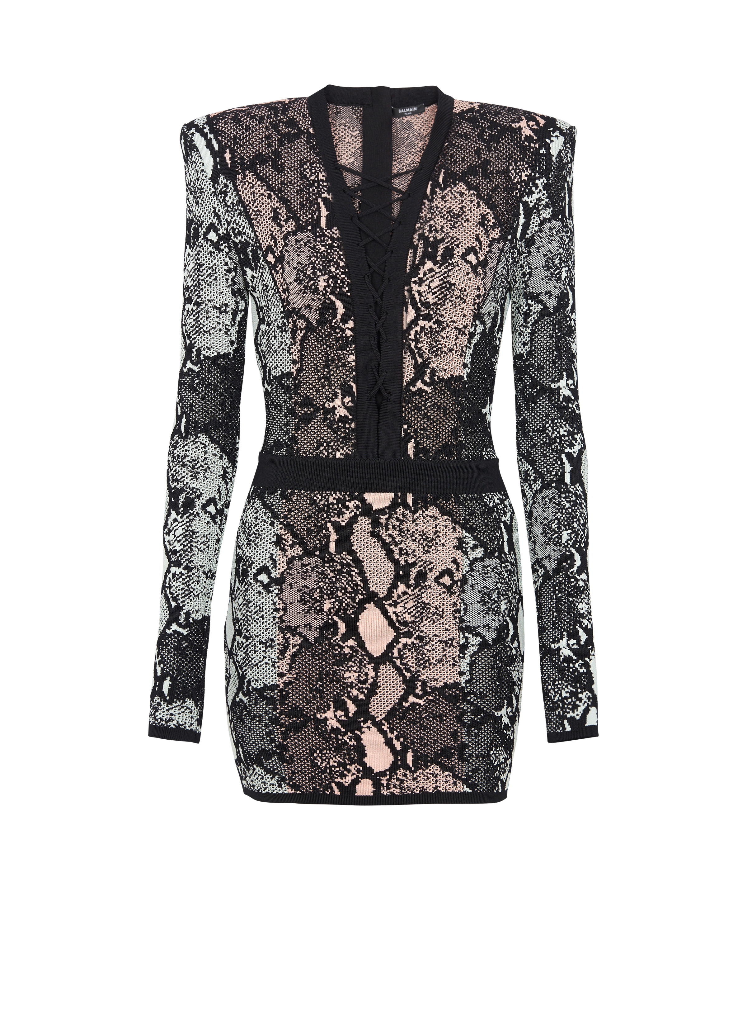 Short snakeskin jacquard dress - 1