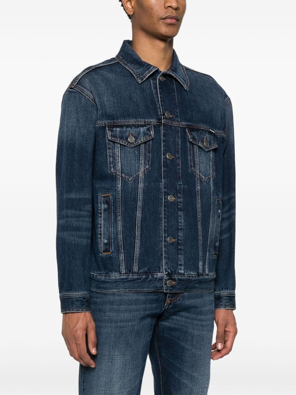 logo-plaque denim jacket - 3