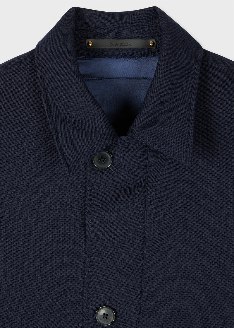 Dark Navy Two-Ply Hopsack Wool Wadded Harrington Jacket 4